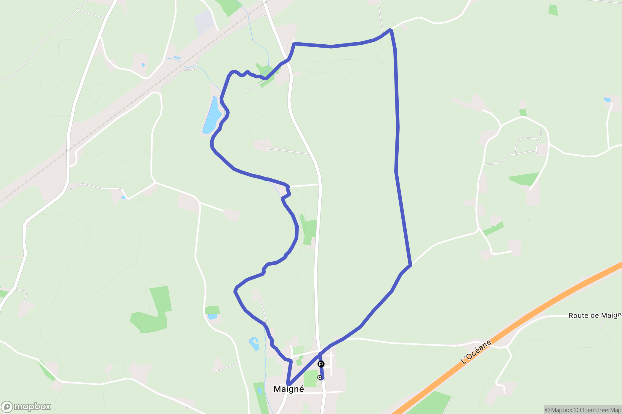 Maigné : carte du parcours de randonnée - France