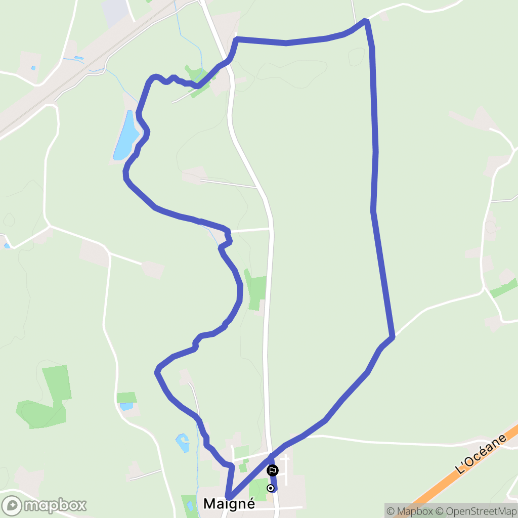 Maigné : carte du parcours de randonnée - France
