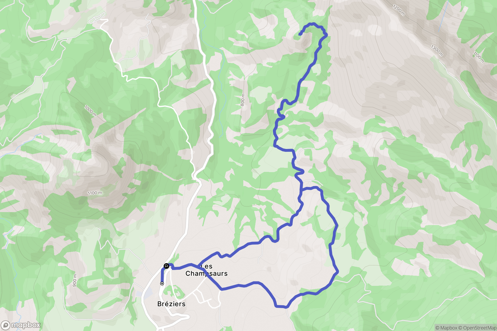 Bréziers : carte du parcours de randonnée - France