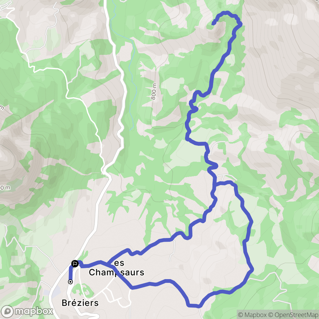Bréziers : carte du parcours de randonnée - France