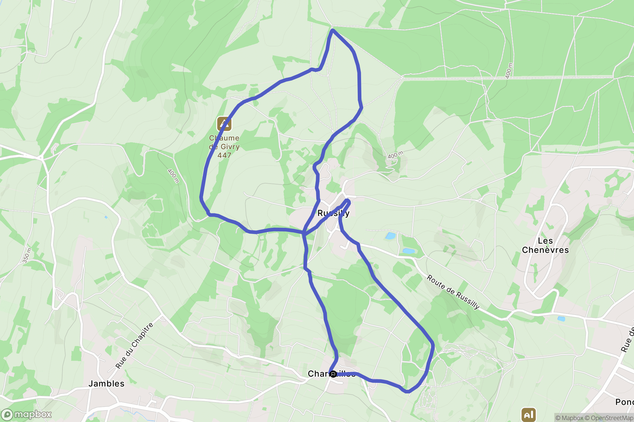 Jambles : carte du parcours de randonnée - France