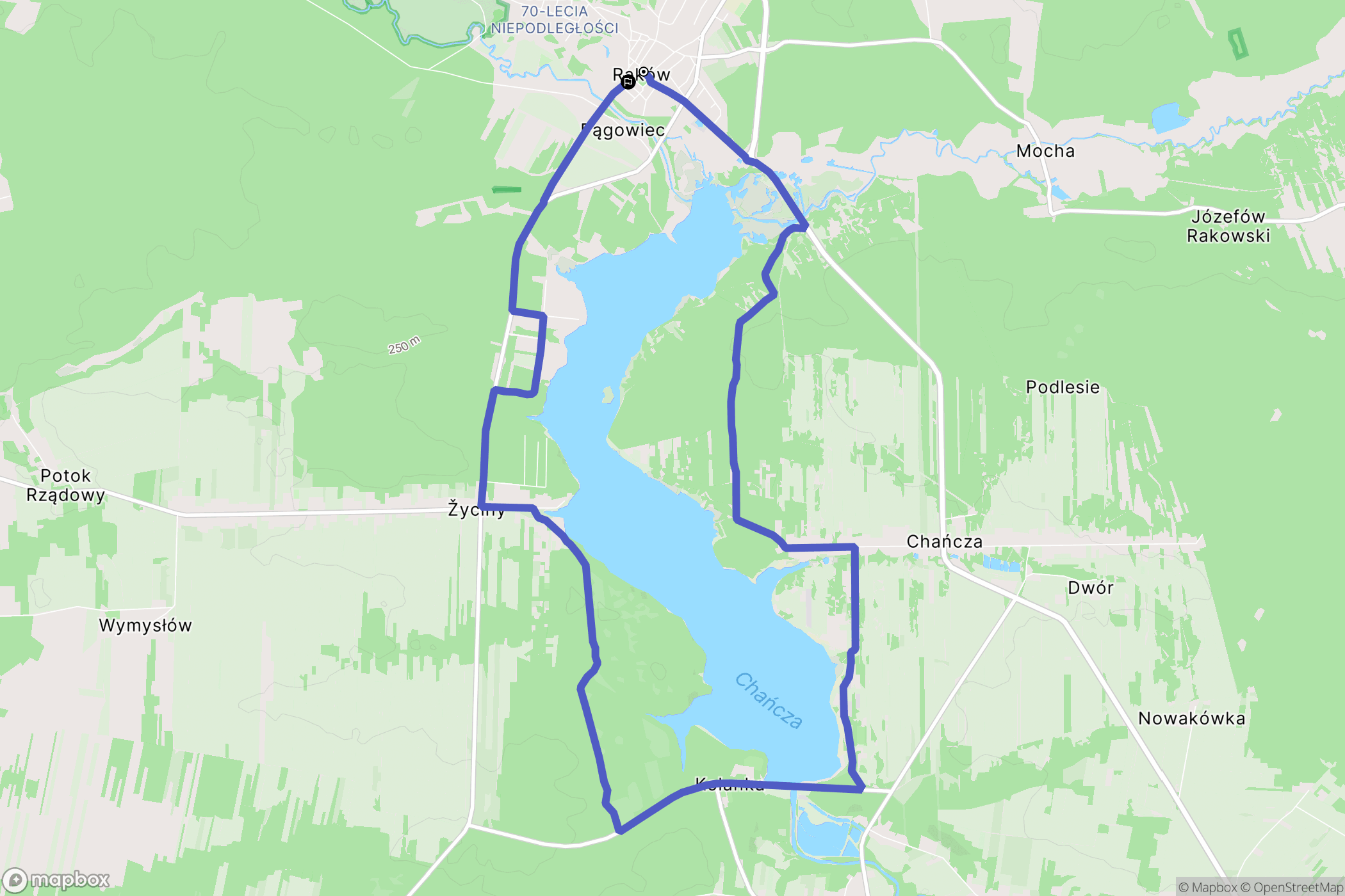 Raków: mapa trasy - Poland