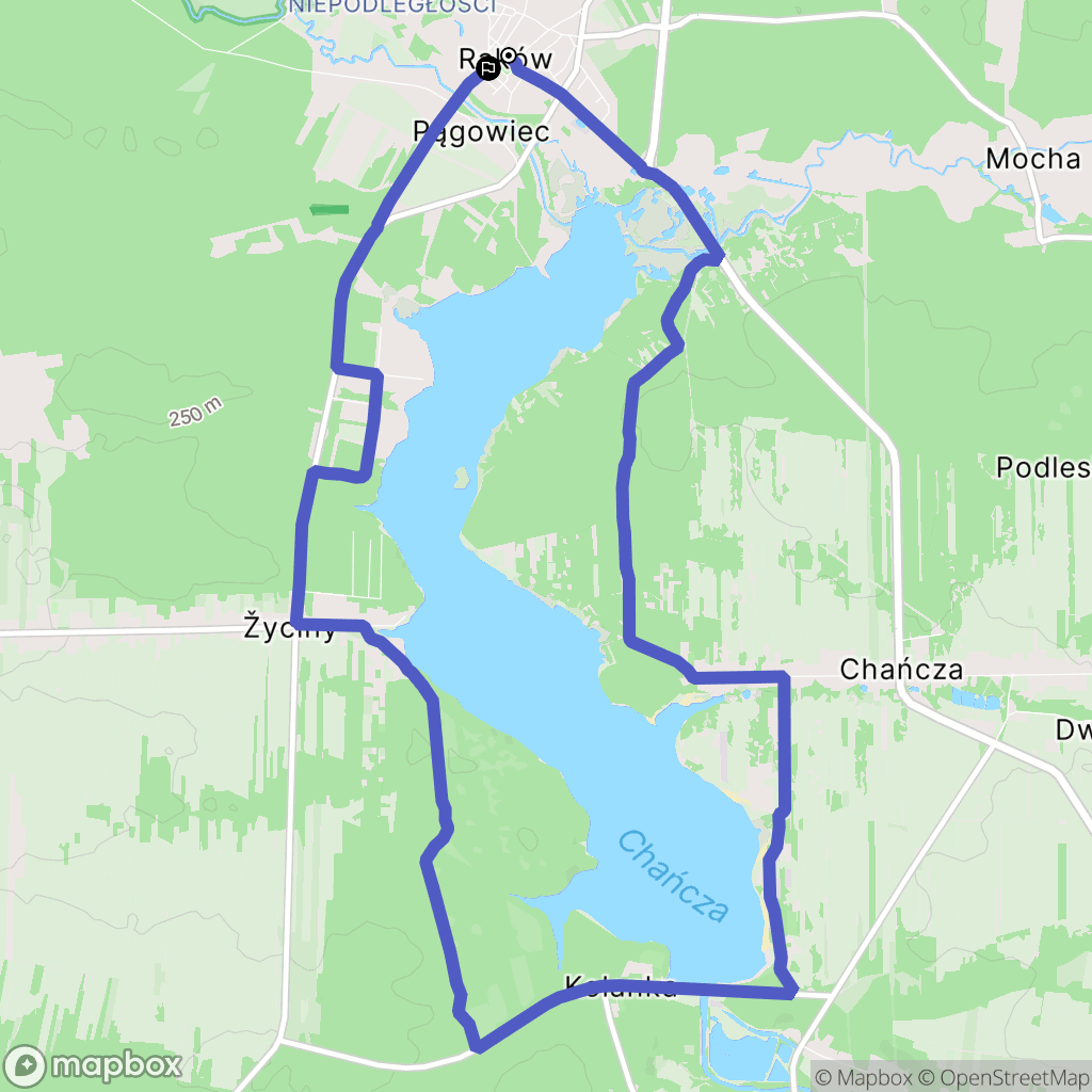 Raków: mapa trasy - Poland