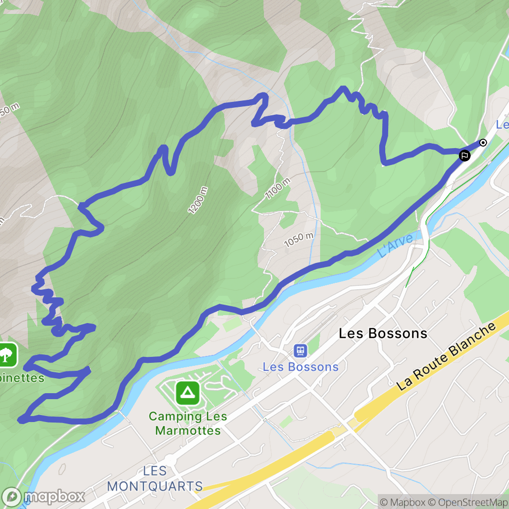 Chamonix-Mont-Blanc : carte du parcours de randonnée - France