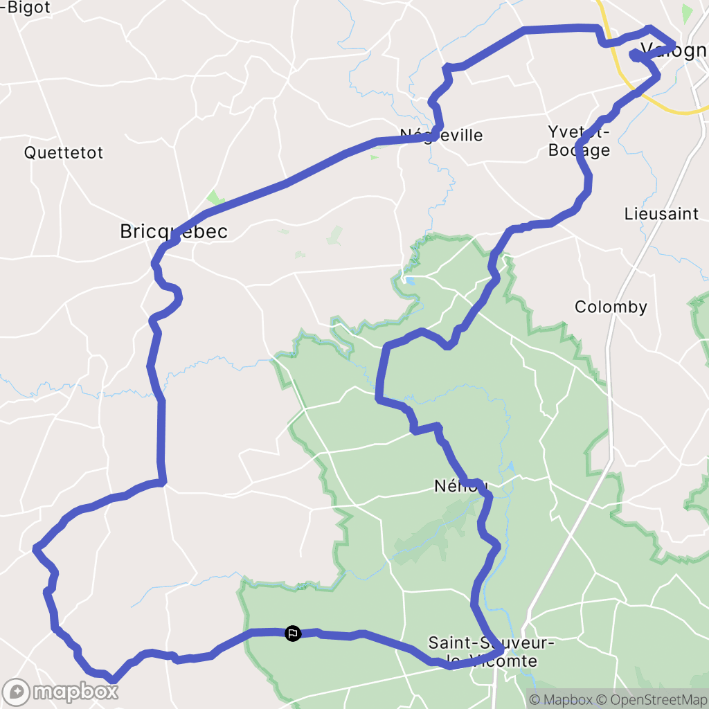 Saint-Sauveur-le-Vicomte : carte du parcours de randonnée - France