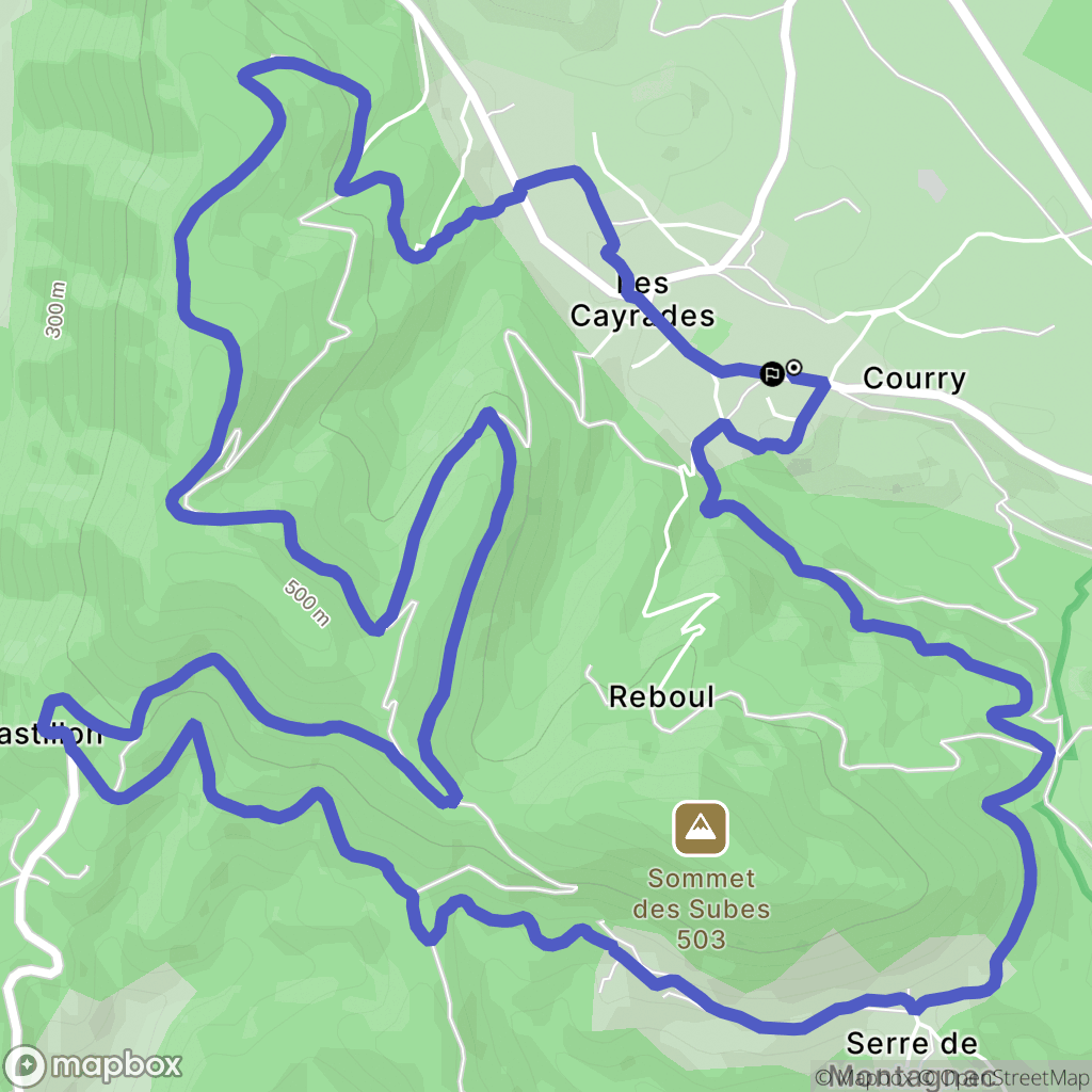Courry : carte du parcours de randonnée - France