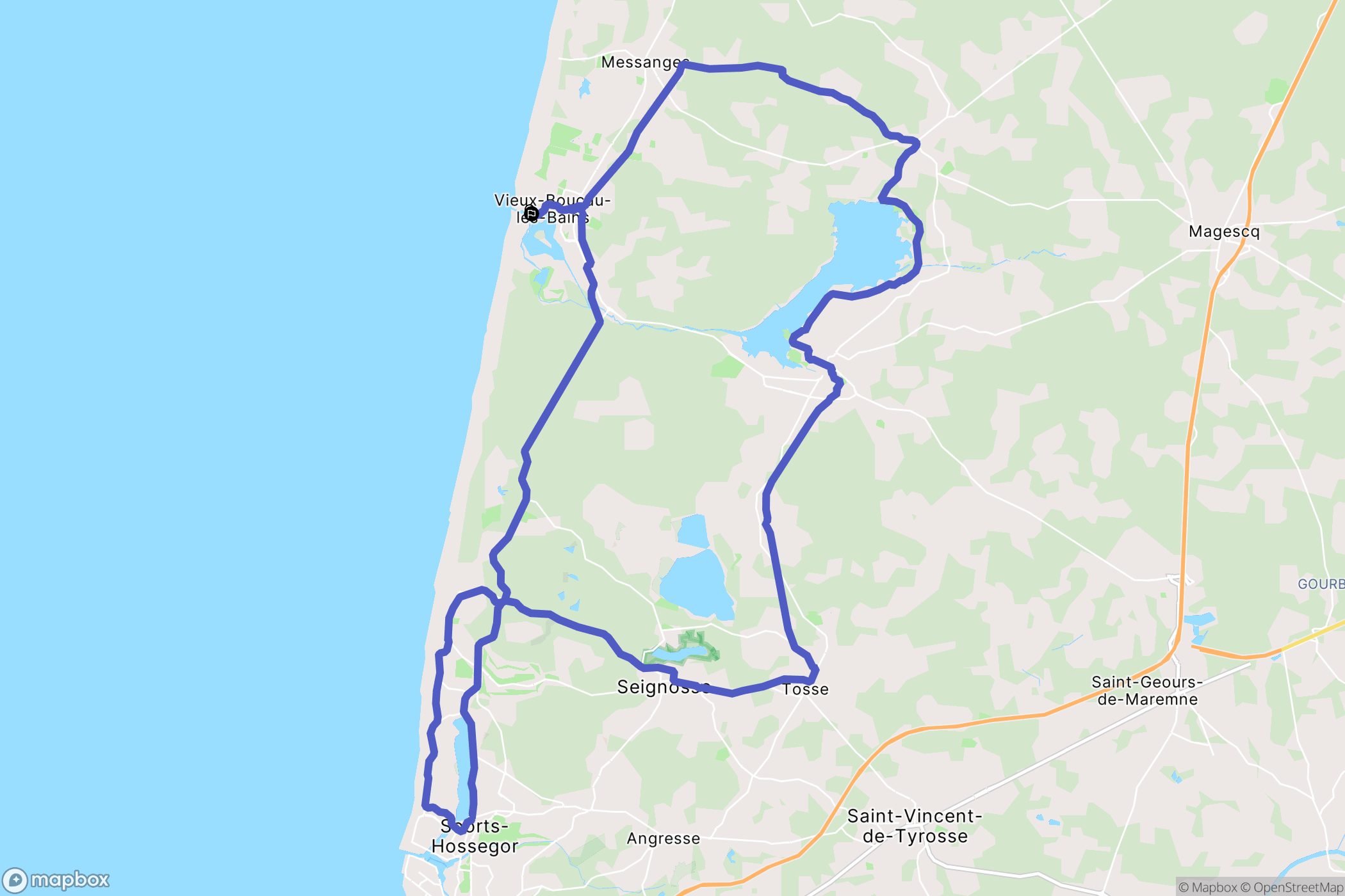 Vieux-Boucau-les-Bains : carte du parcours de randonnée - France
