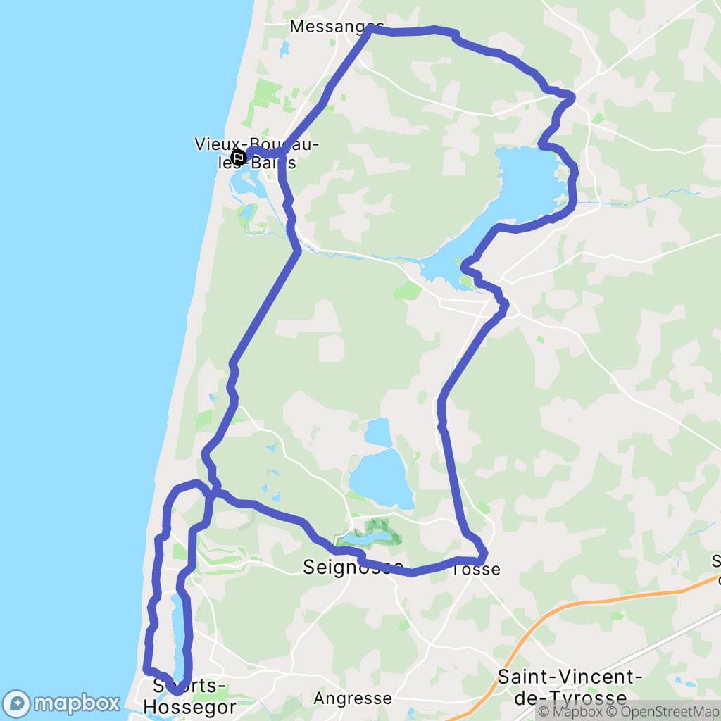Vieux-Boucau-les-Bains : carte du parcours de randonnée - France