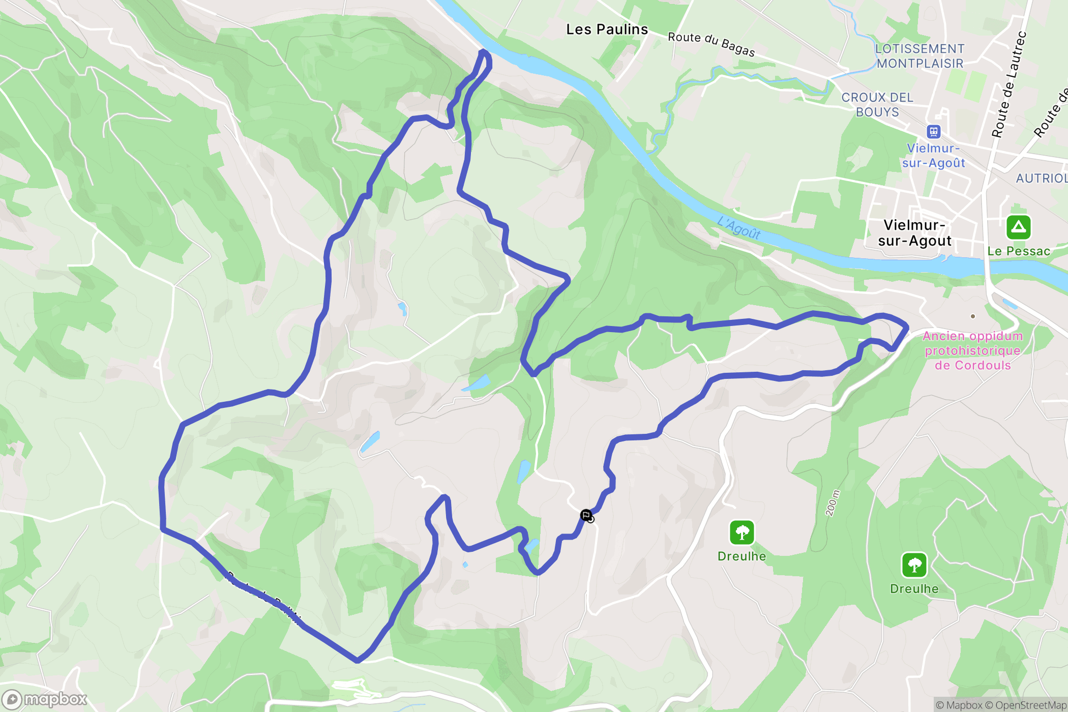 Puylaurens : carte du parcours de randonnée - France