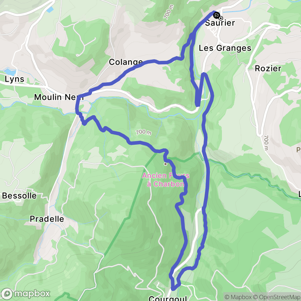 Saurier : carte du parcours de randonnée - France