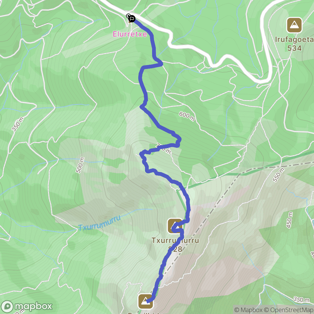 Irún : carte du parcours de randonnée - Spain