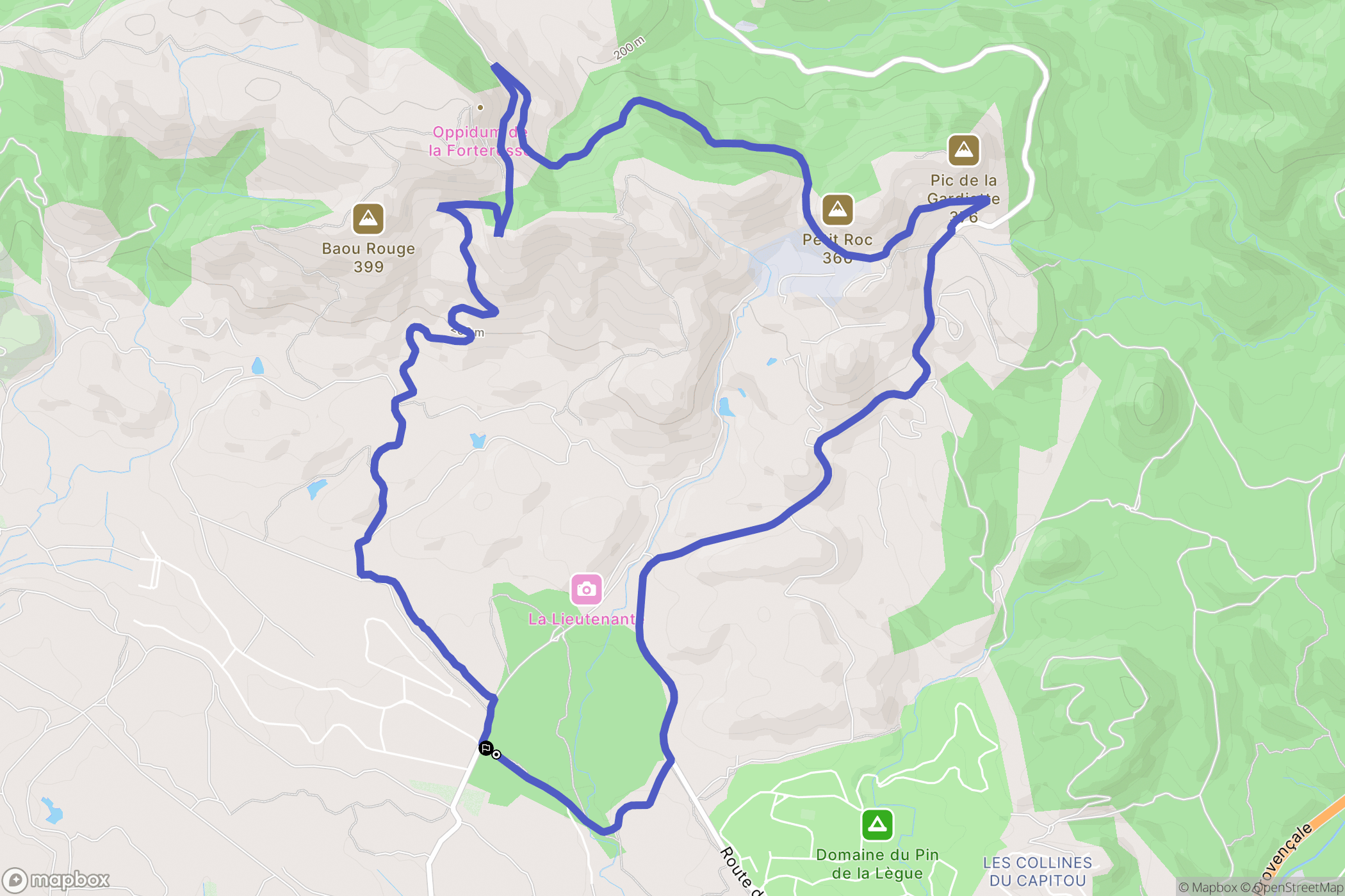 Puget-sur-Argens : carte du parcours de randonnée - France