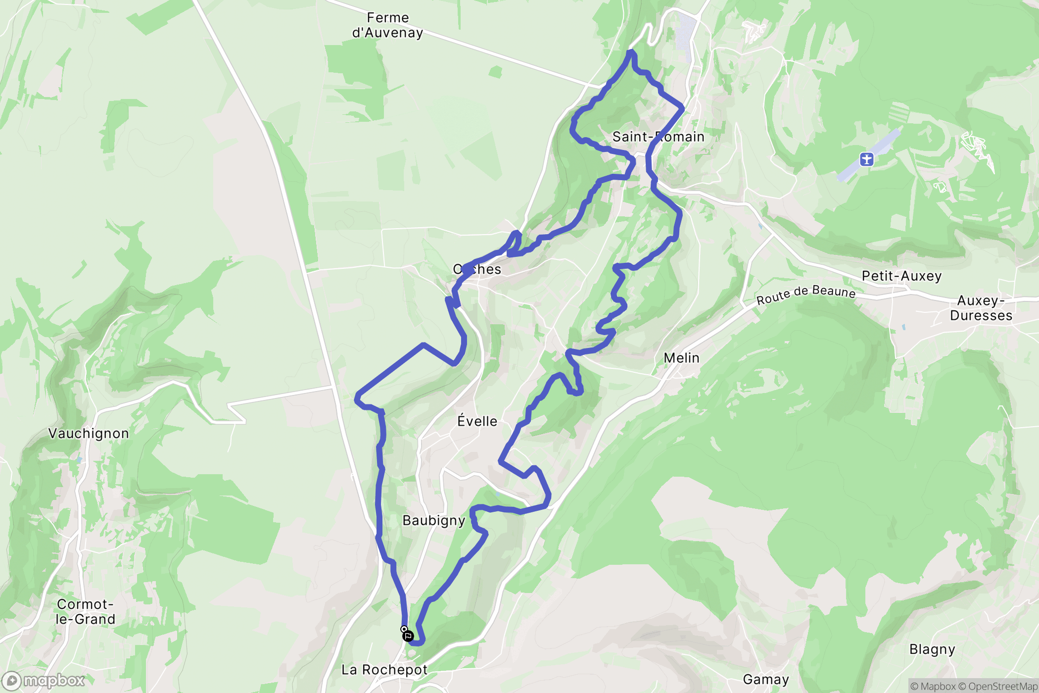 La Rochepot : carte du parcours de randonnée - France