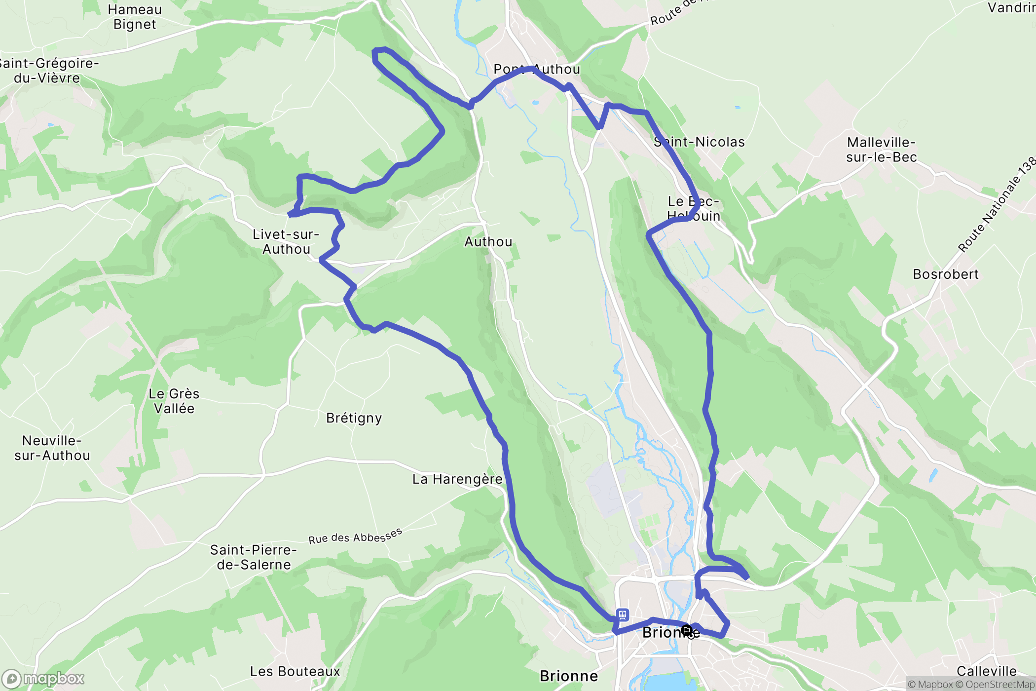 Brionne : carte du parcours de randonnée - France