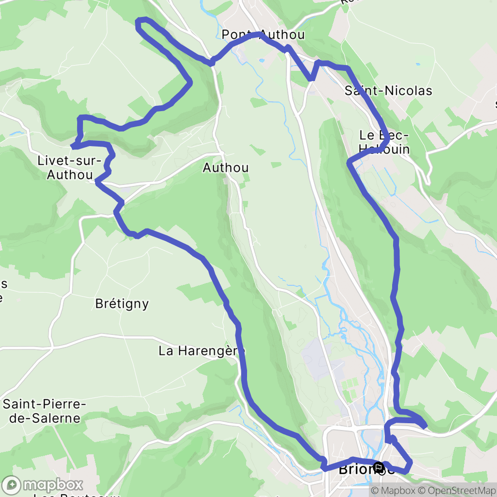 Brionne : carte du parcours de randonnée - France