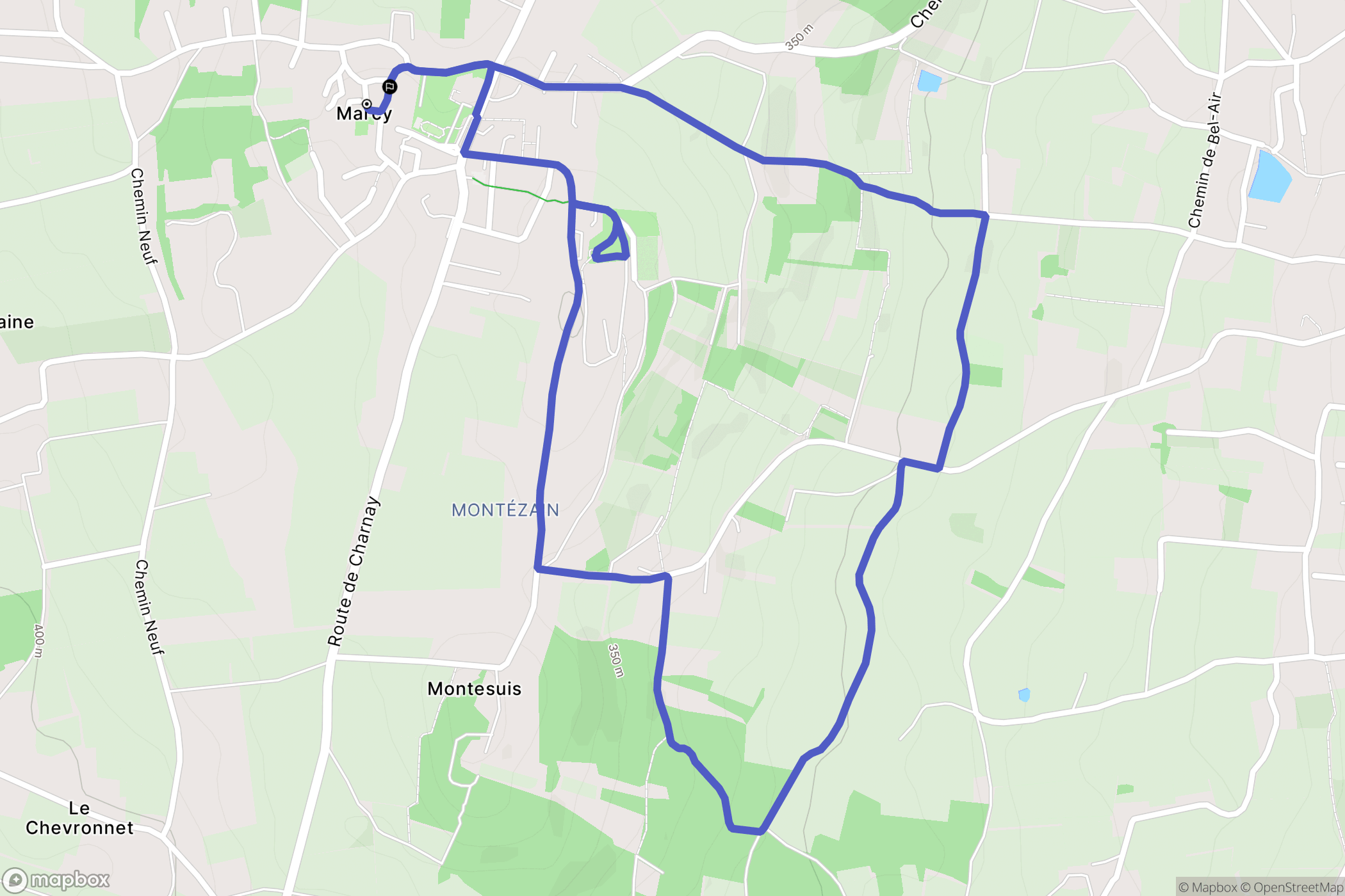 Marcy : carte du parcours de randonnée - France