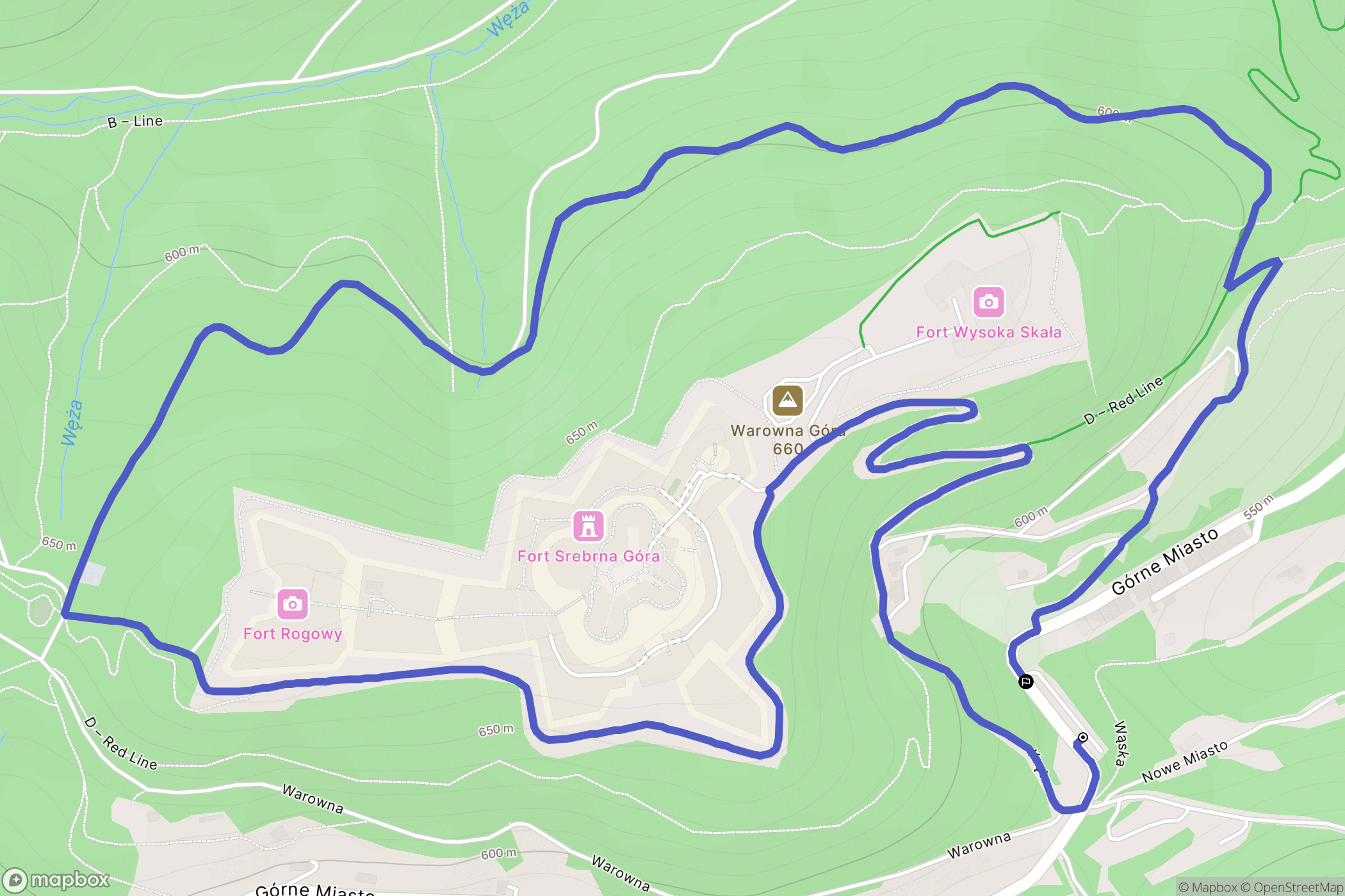 Srebrna Góra: mapa trasy - Poland