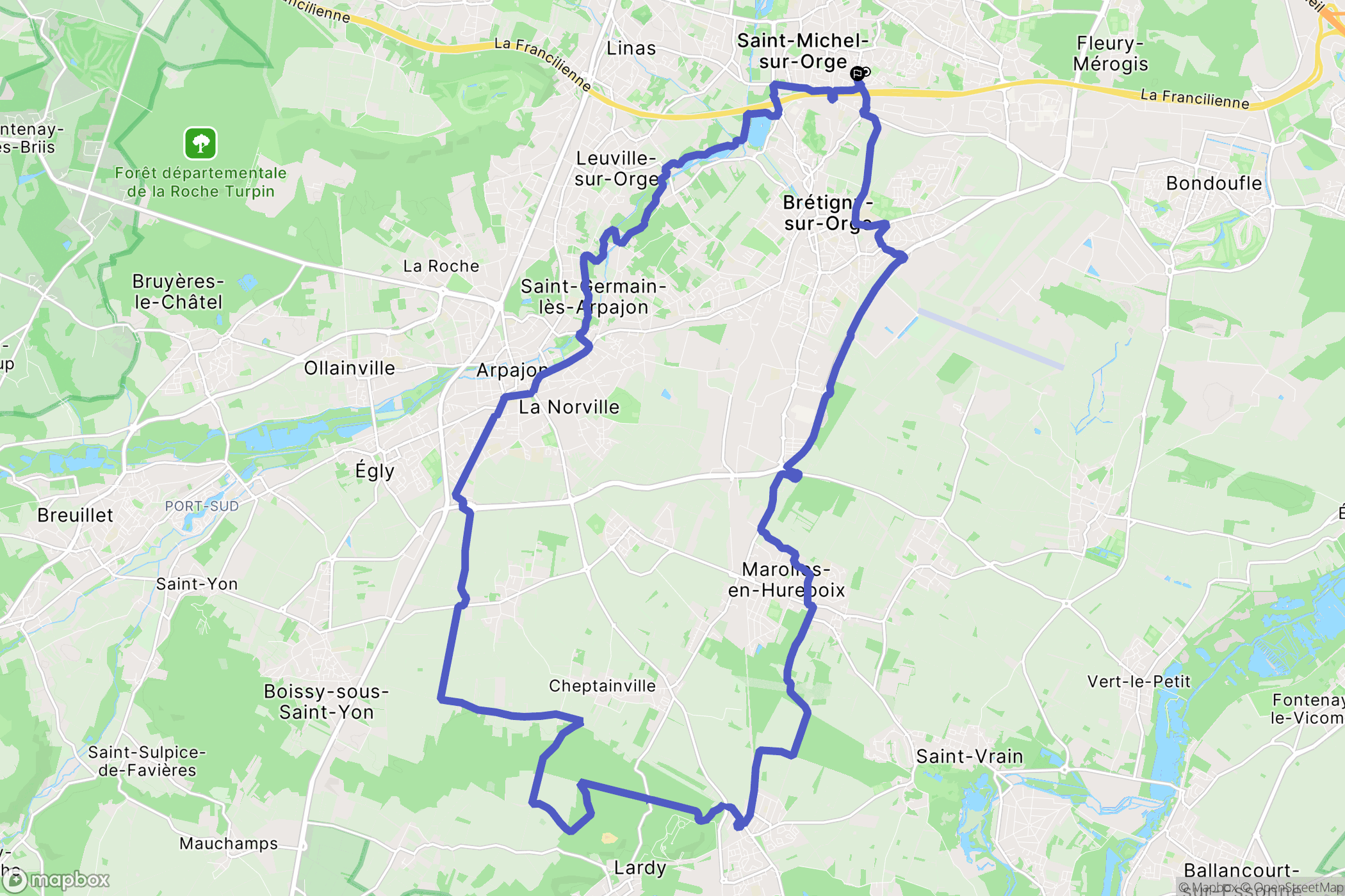 Saint-Michel-sur-Orge : carte du parcours de randonnée - France