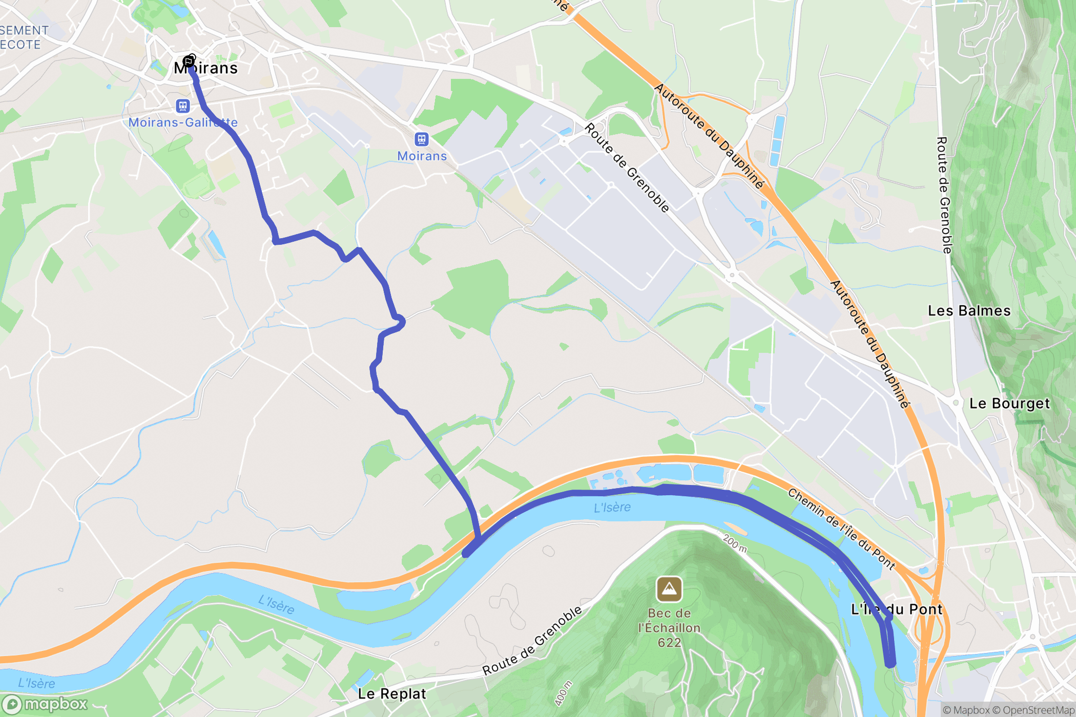 Moirans : carte du parcours de randonnée - France