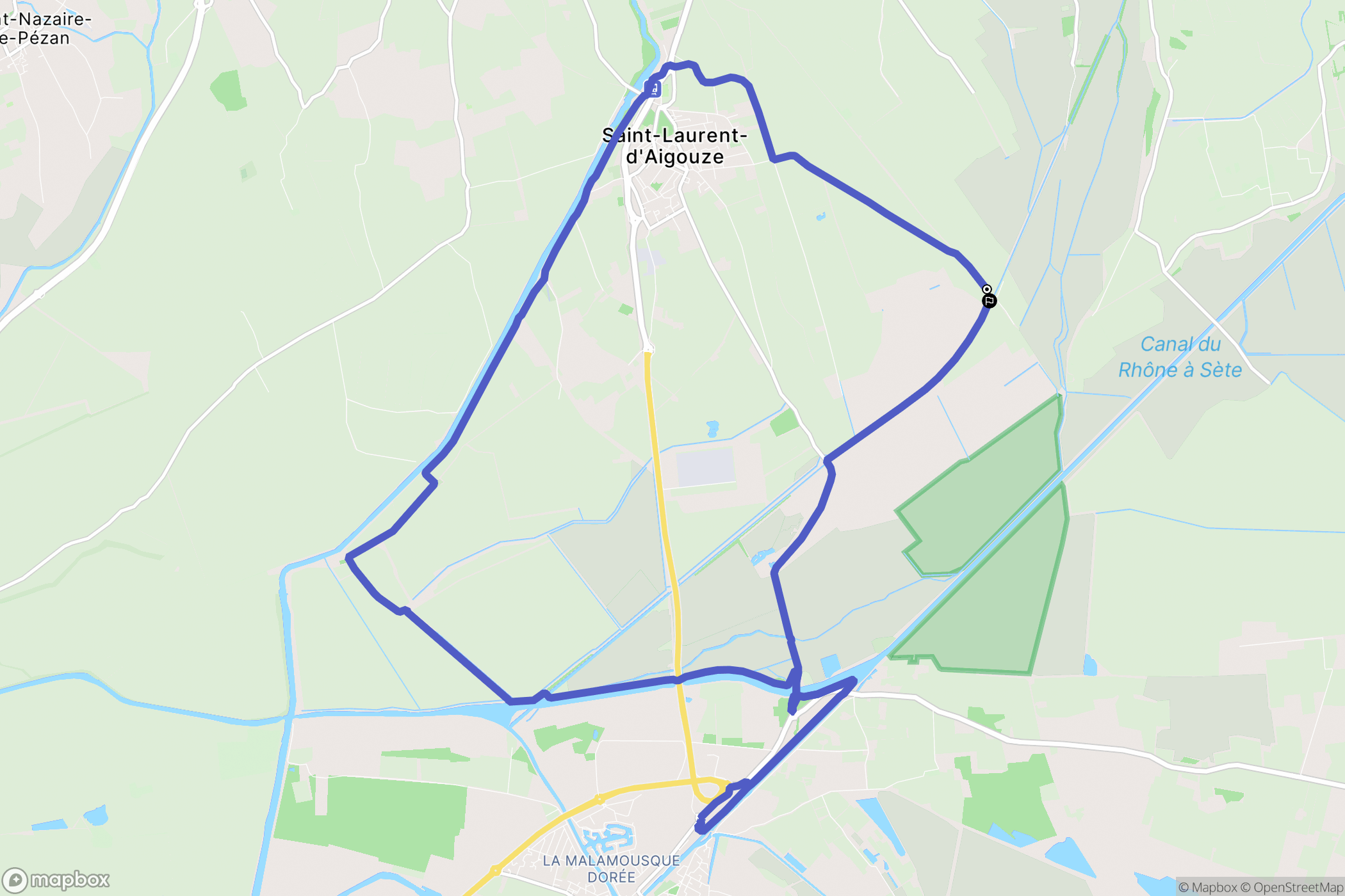Saint-Laurent-d'Aigouze : carte du parcours de randonnée - France