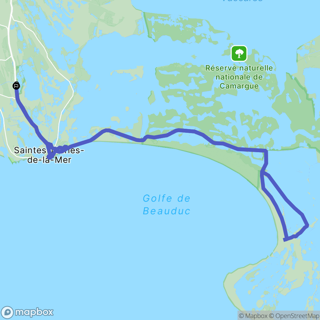 Saintes-Maries-de-la-Mer : carte du parcours de randonnée - France
