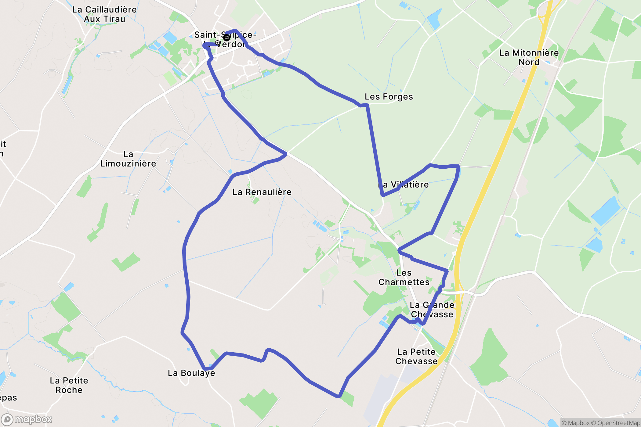 Montréverd : carte du parcours de randonnée - France
