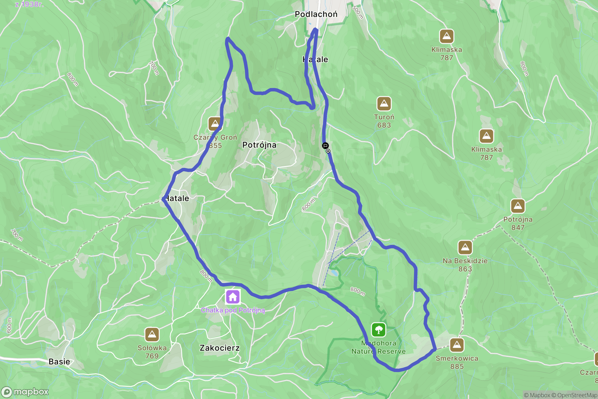 Rzyki: mapa trasy - Poland