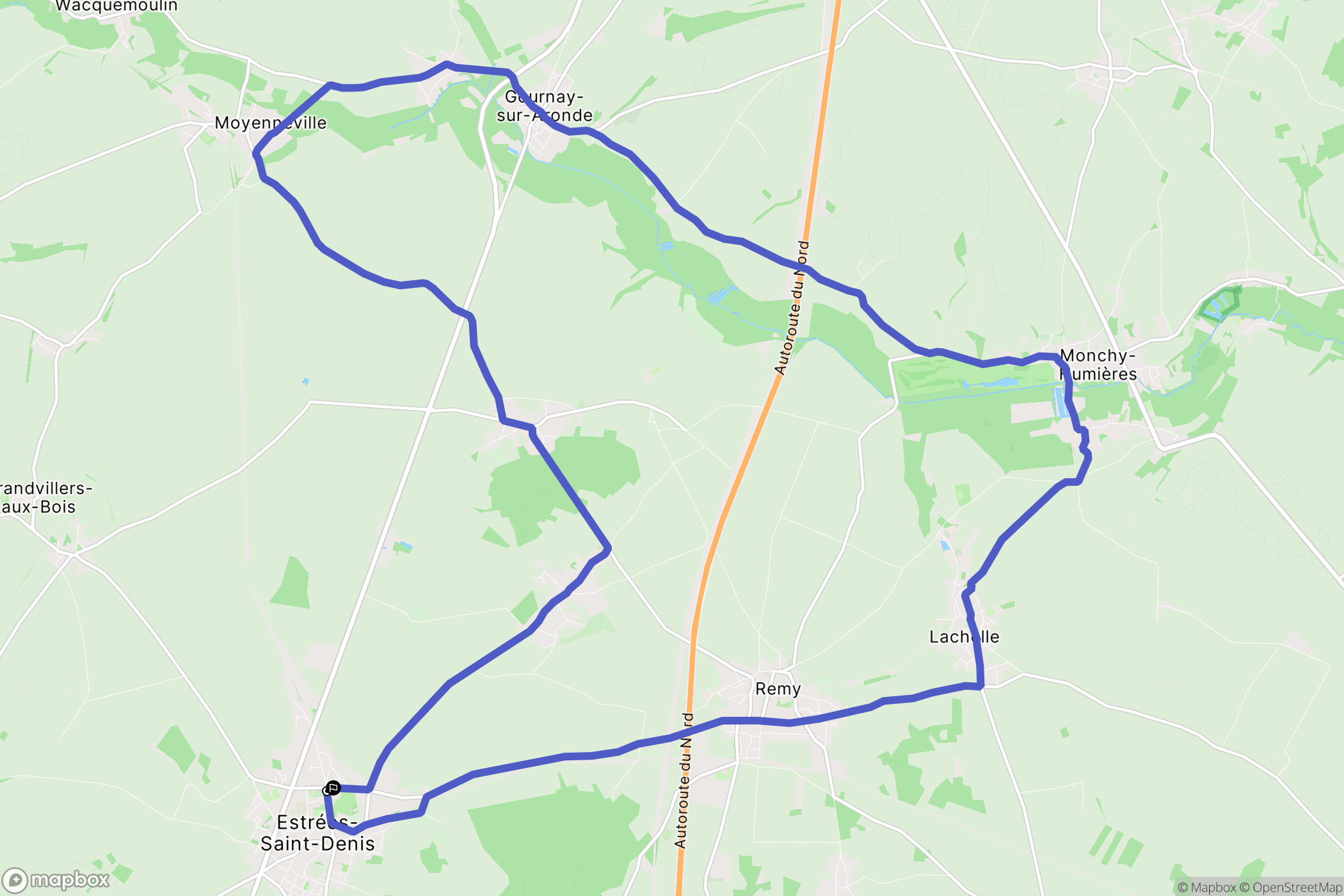 Estrées-Saint-Denis : carte du parcours de randonnée - France