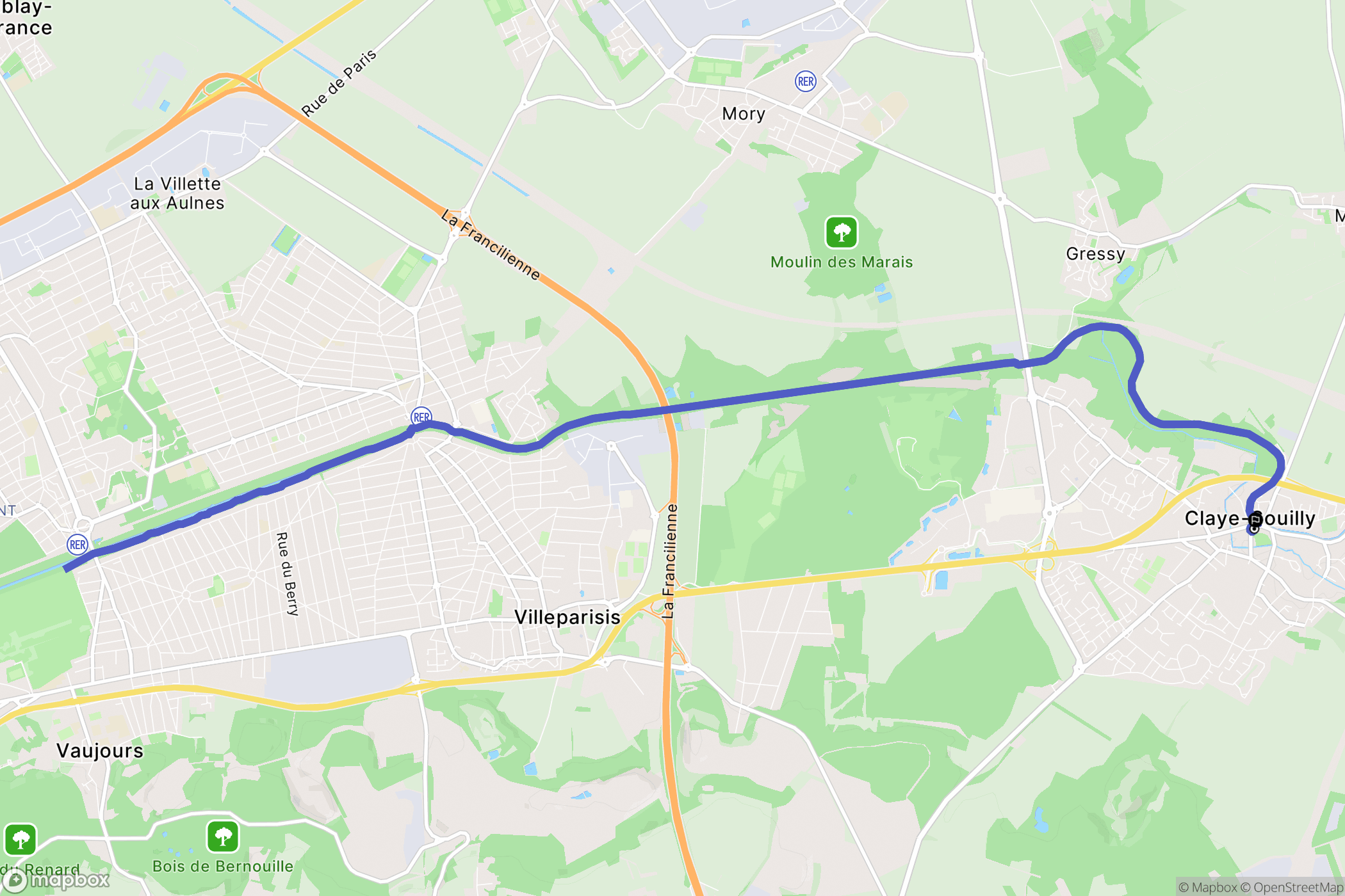 Claye-Souilly : carte du parcours de randonnée - France