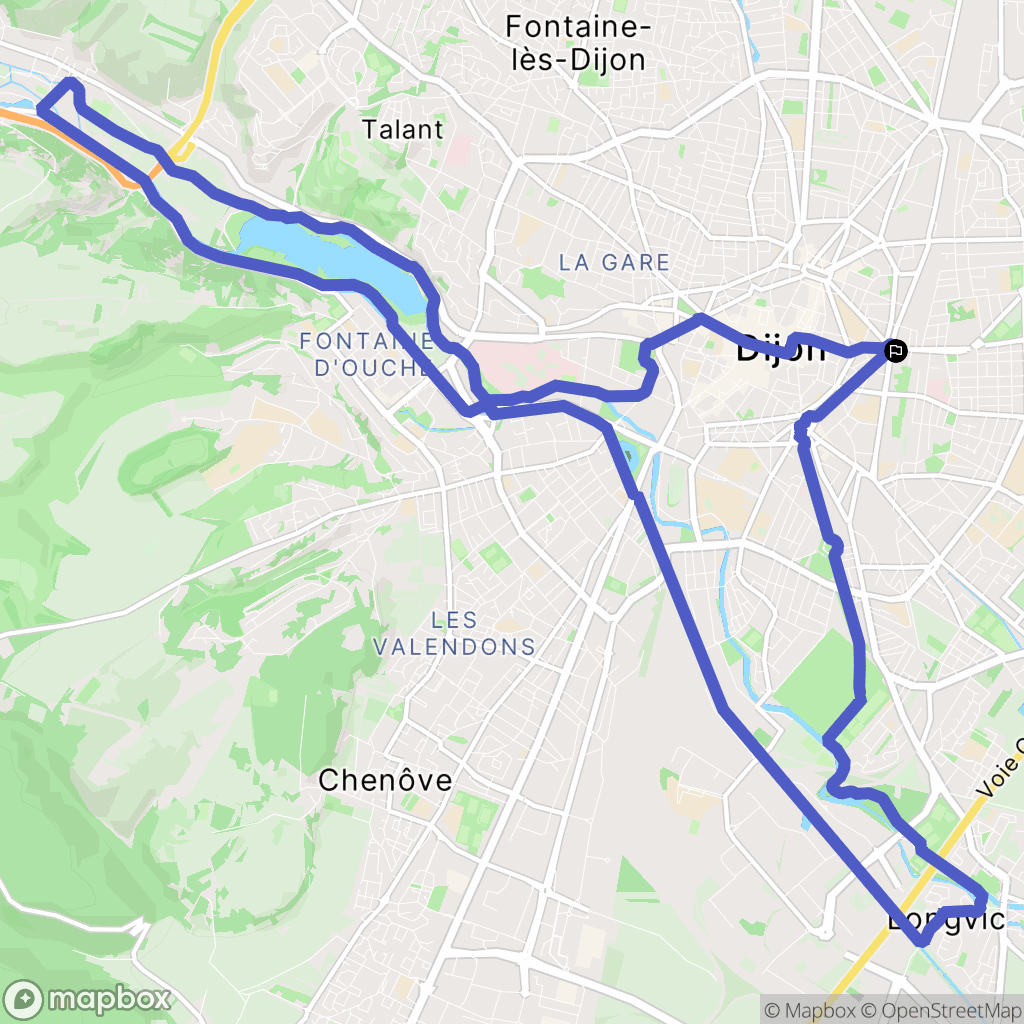 Dijon : carte du parcours de randonnée - France