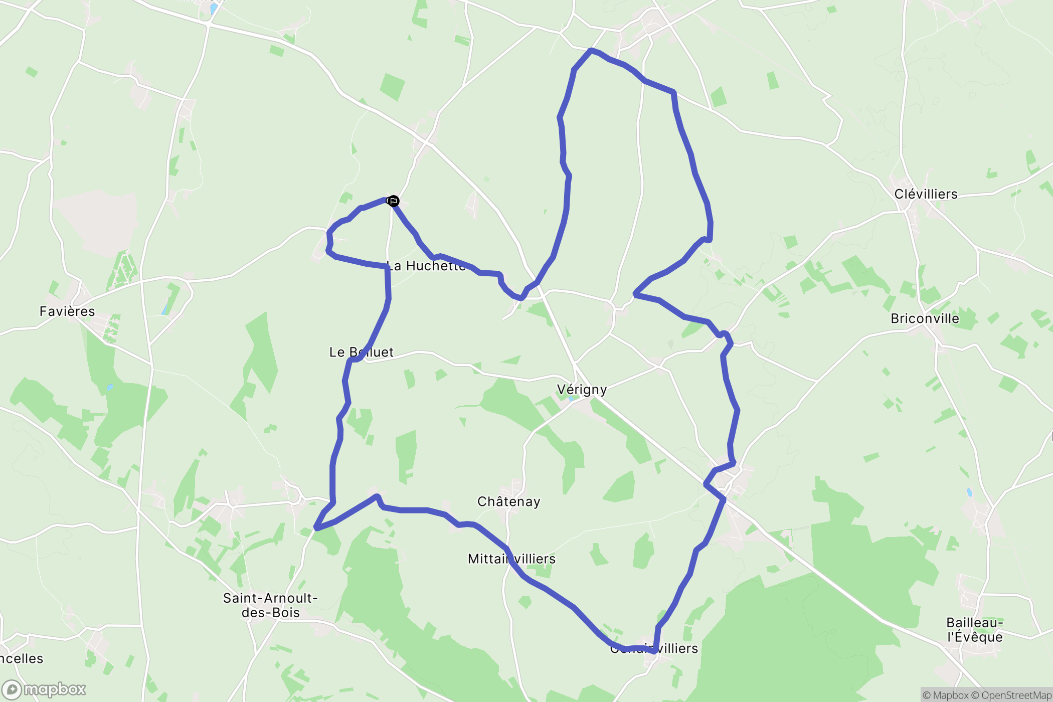 Thimert-Gâtelles : carte du parcours de randonnée - France