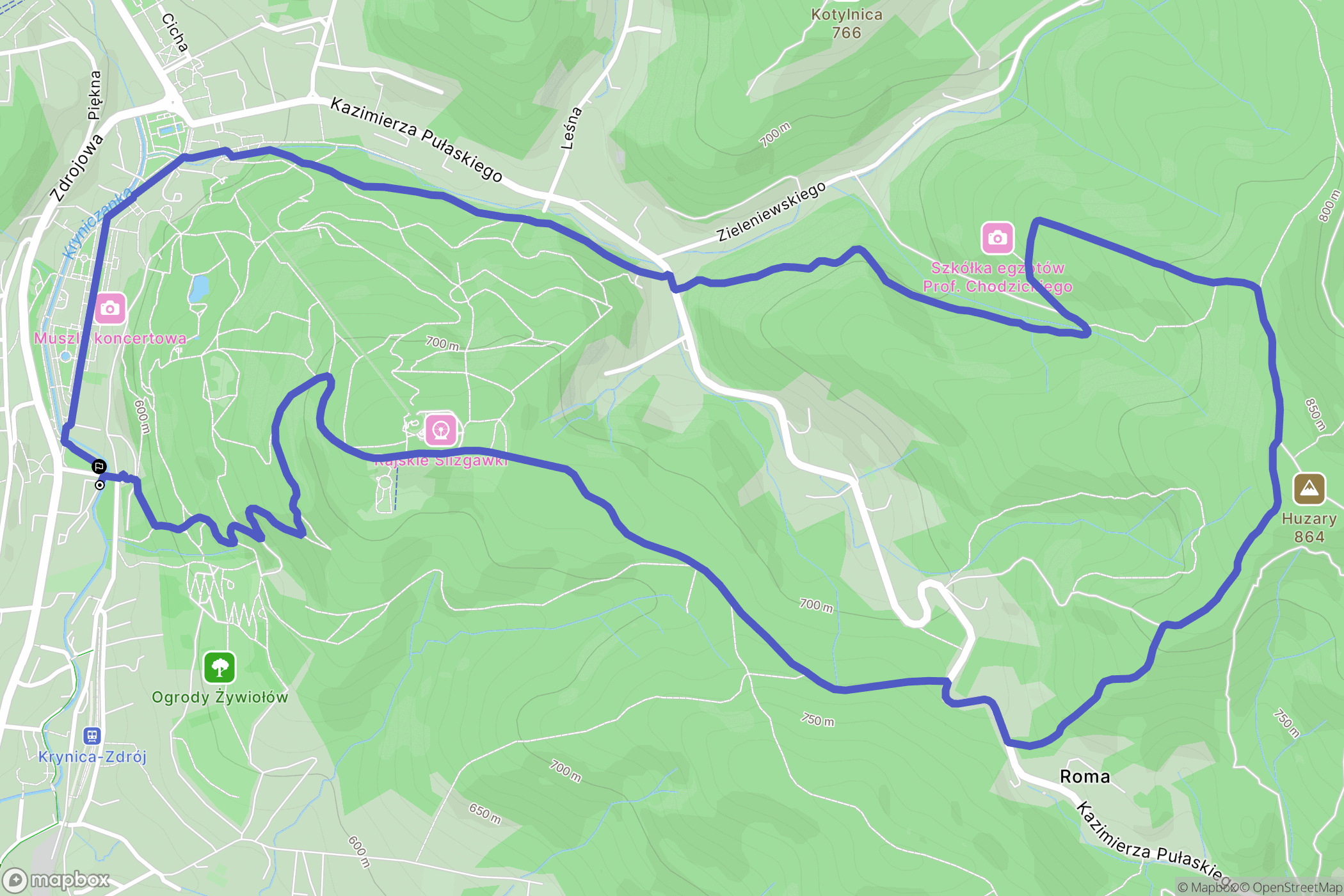 Krynica-Zdrój: mapa trasy - Poland