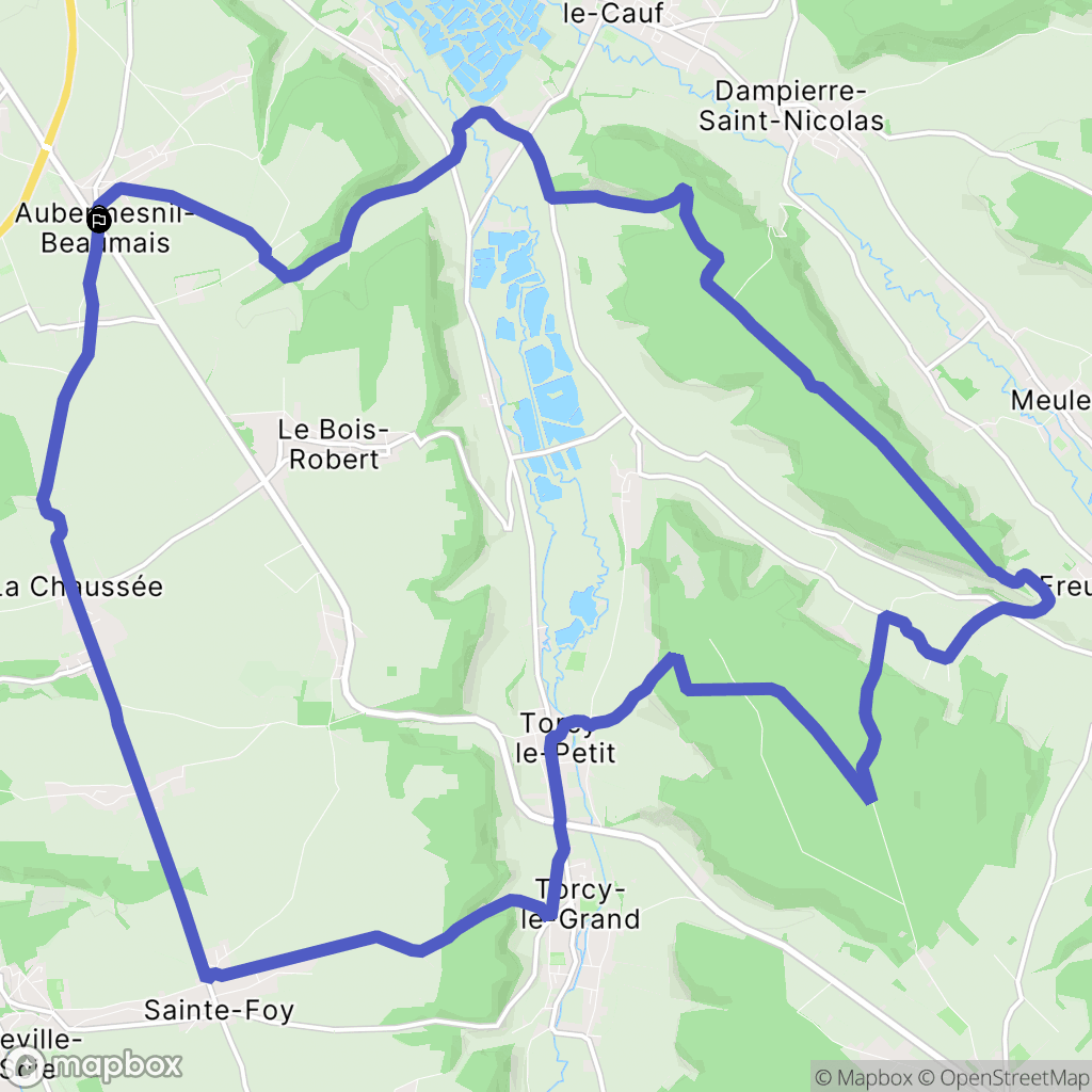 Aubermesnil-Beaumais : carte du parcours de randonnée - France