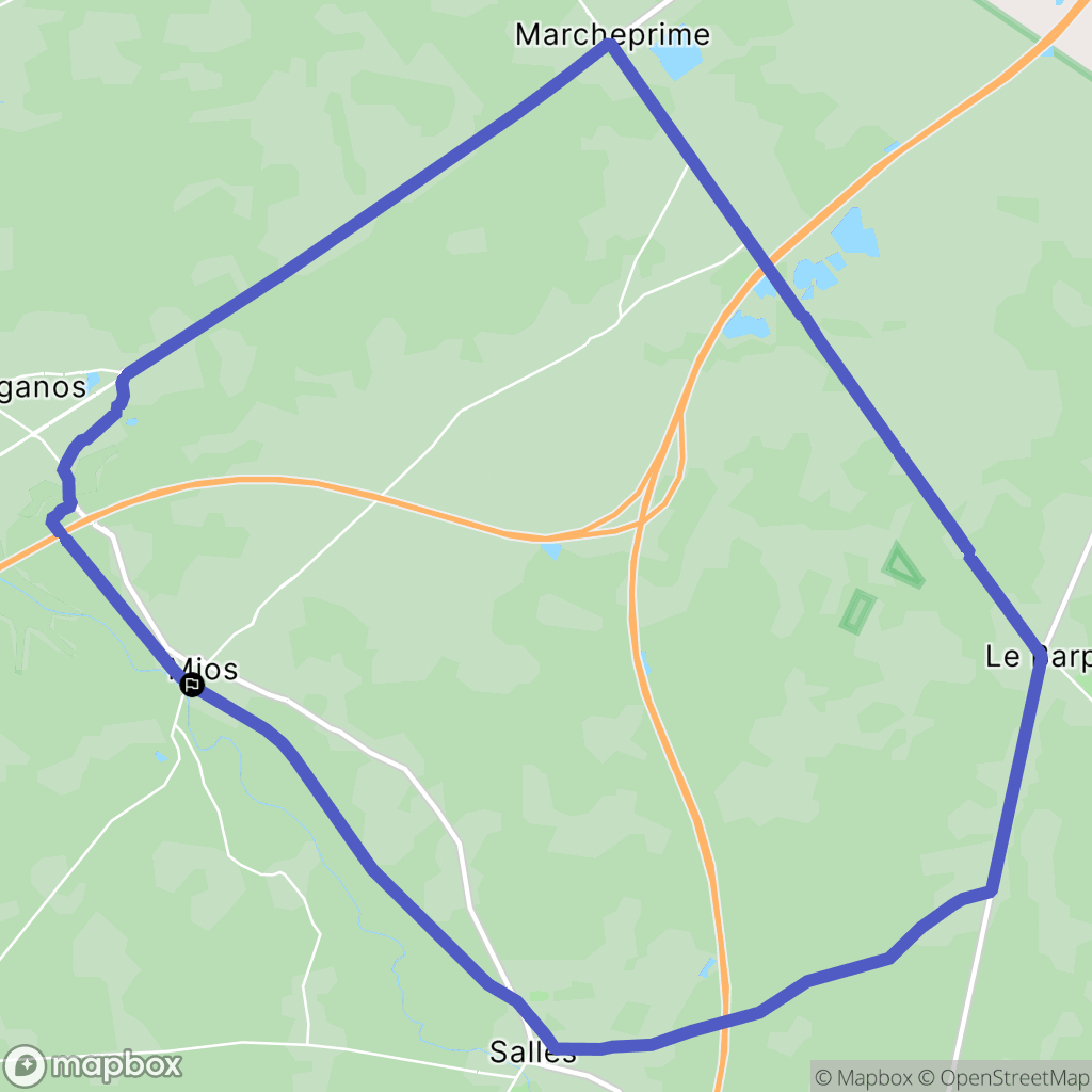 Mios : carte du parcours de randonnée - France