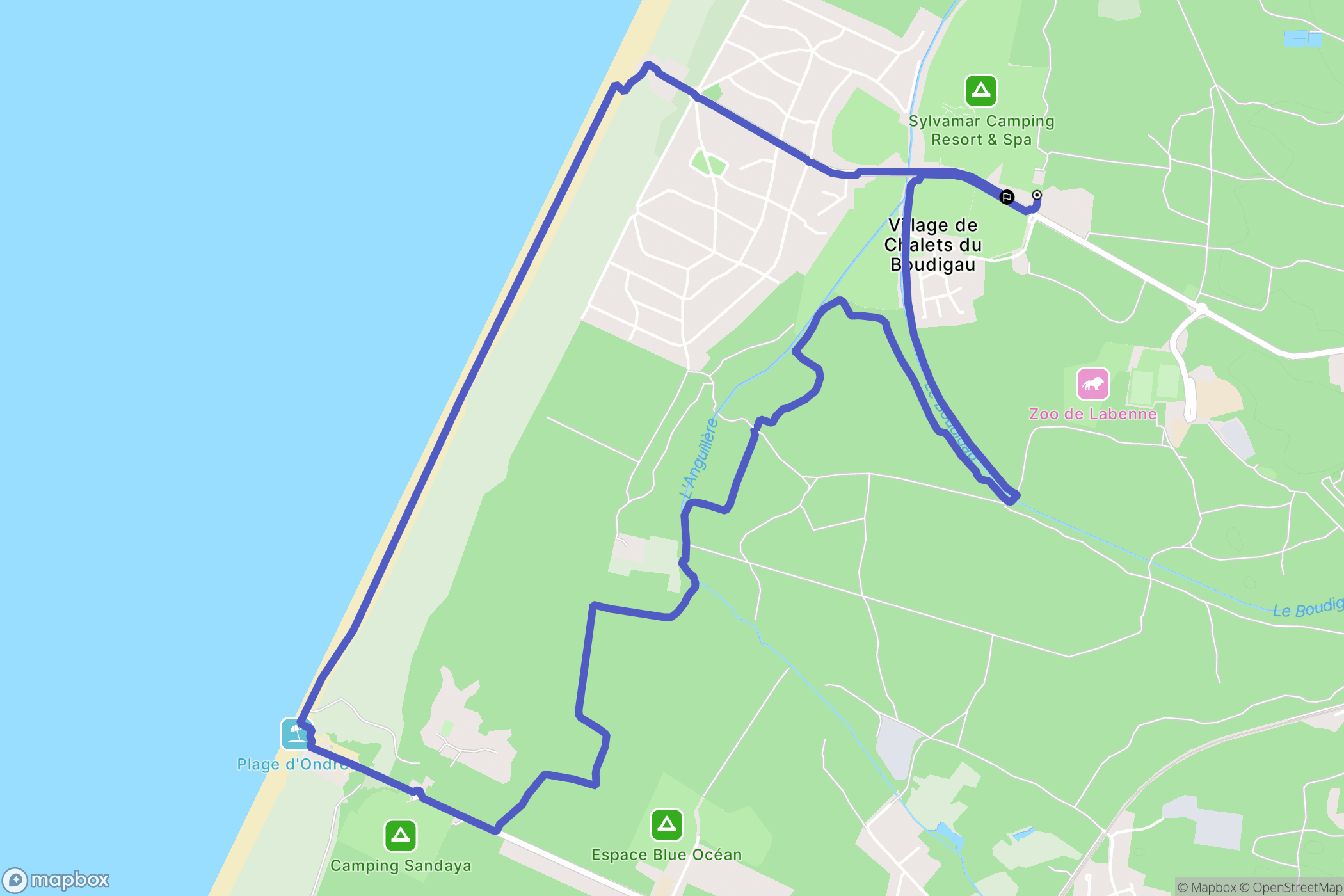 Labenne : carte du parcours de randonnée - France