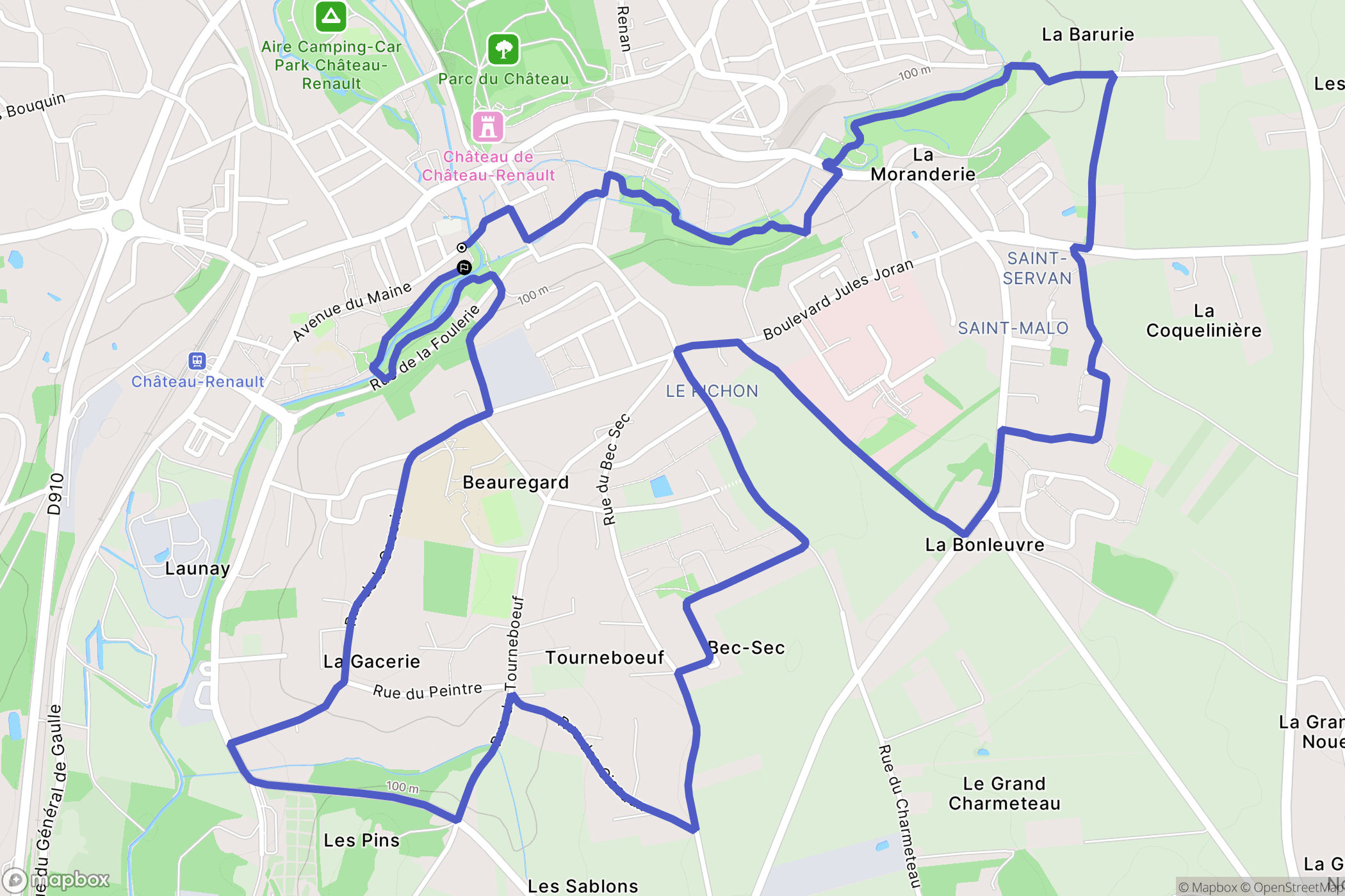 Château-Renault : carte du parcours de randonnée - France