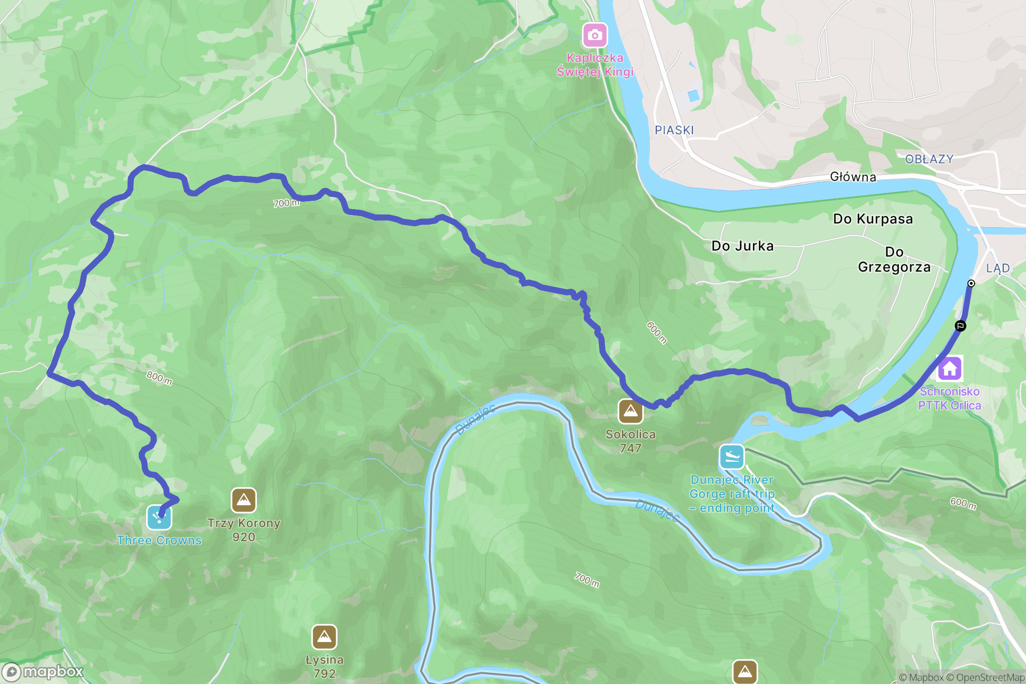 Szczawnica: mapa trasy - Poland