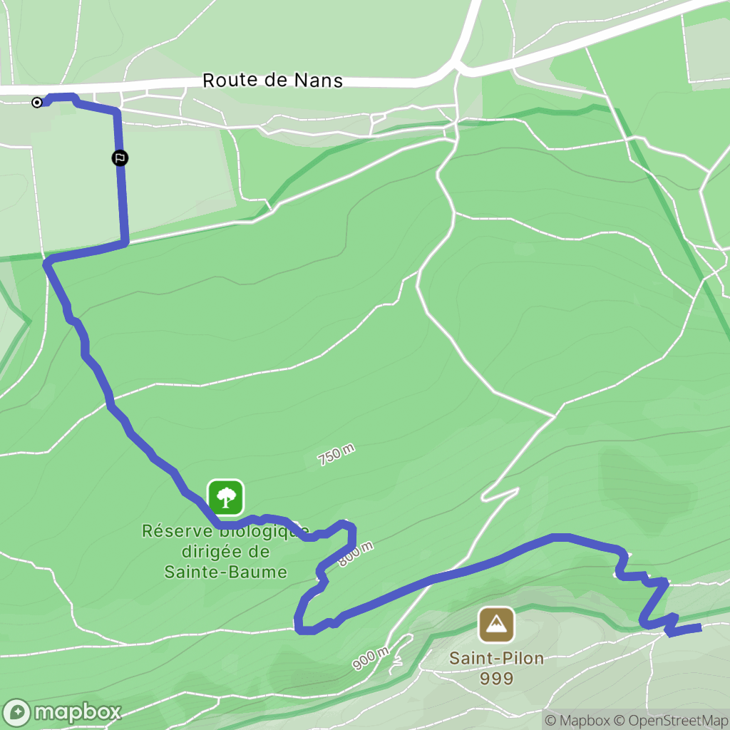 Plan-d'Aups-Sainte-Baume : carte du parcours de randonnée - France