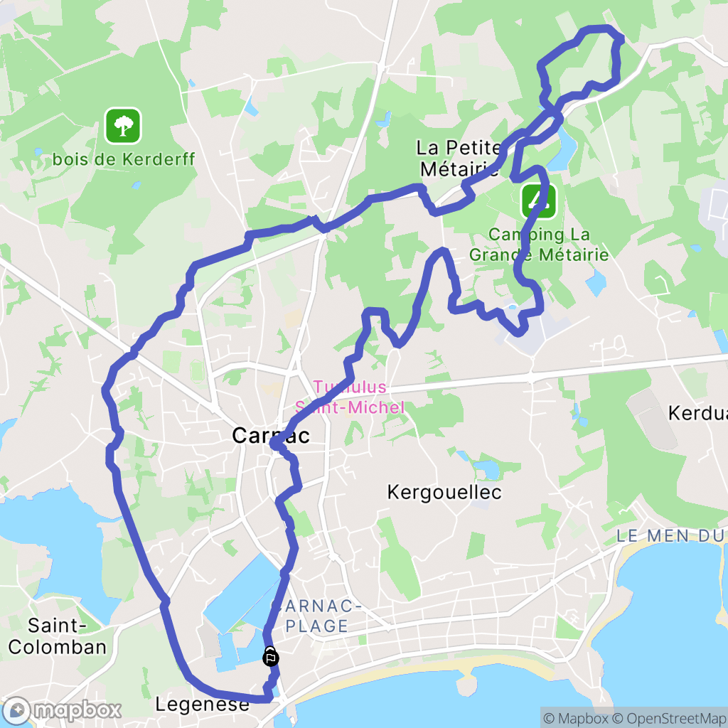 Carnac : carte du parcours de randonnée - France