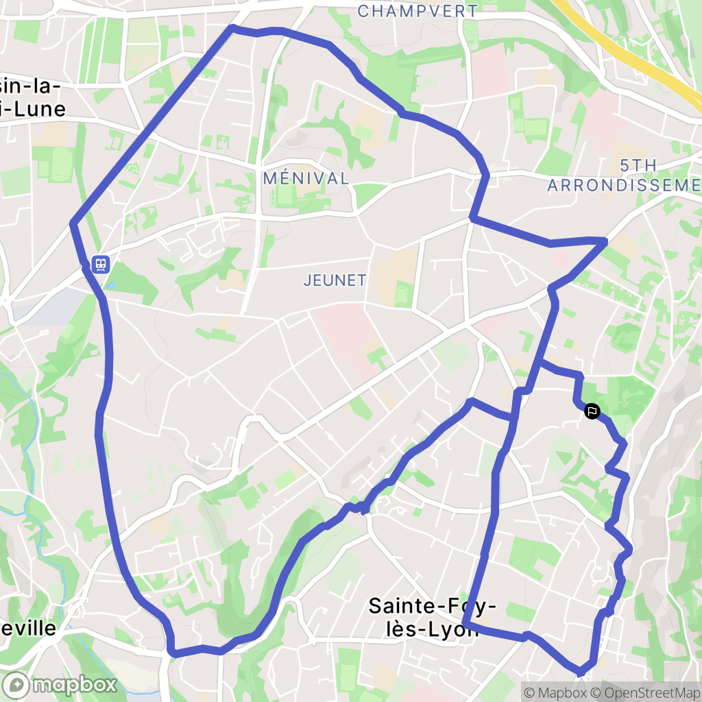 Sainte-Foy-lès-Lyon : carte du parcours de randonnée - France