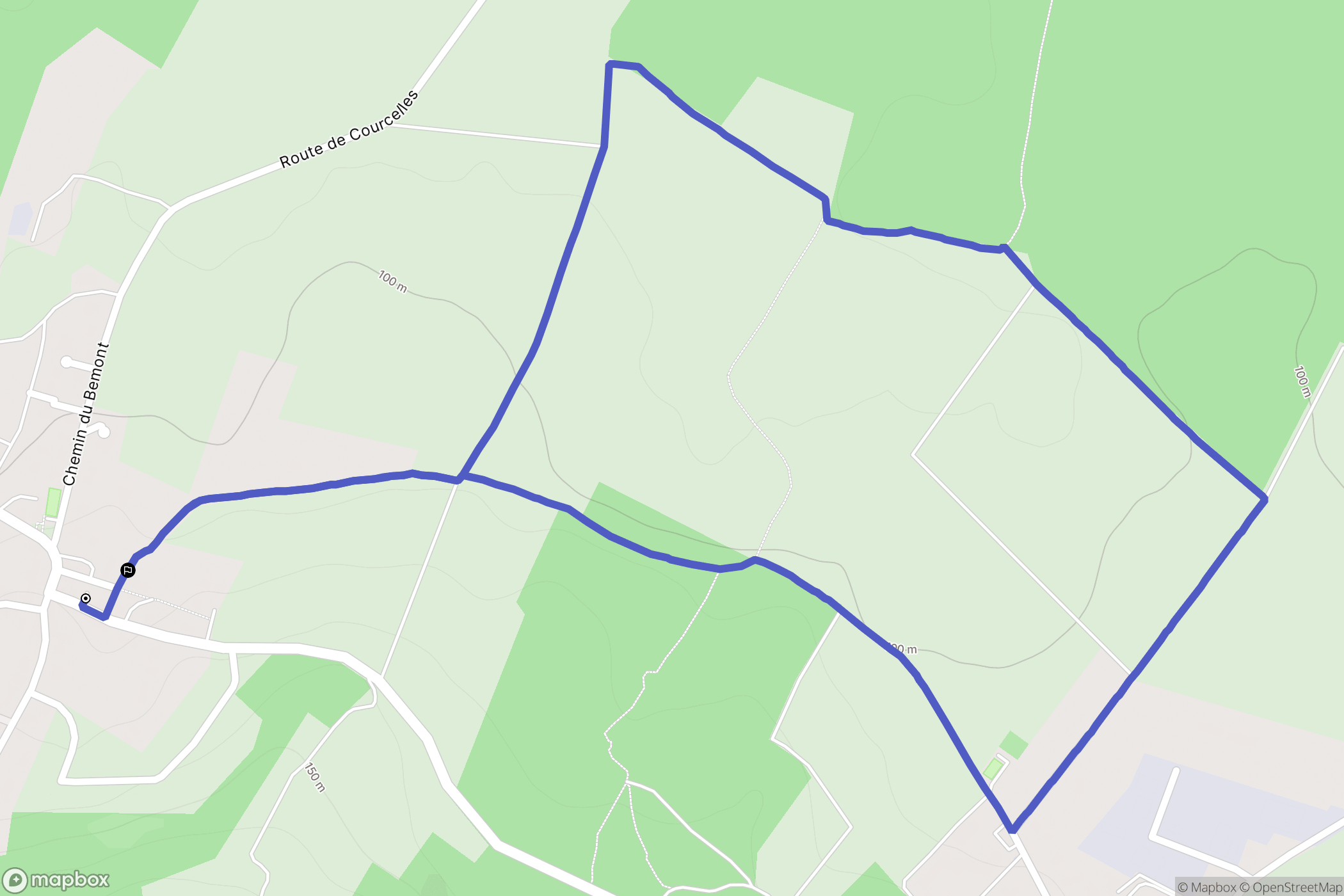 Courcelles-Sapicourt : carte du parcours de randonnée - France