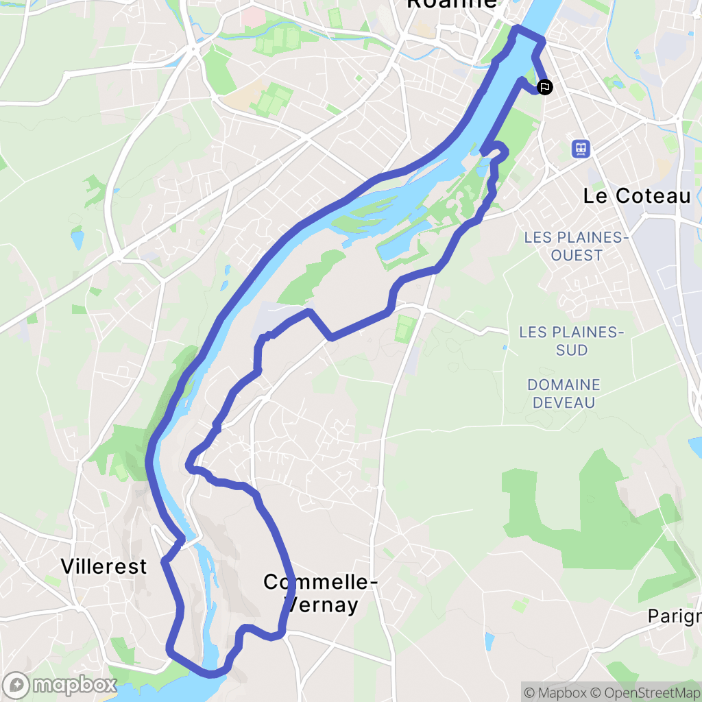 Le Coteau : carte du parcours de randonnée - France