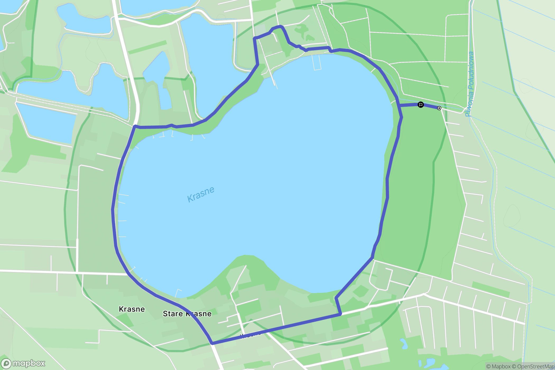 Krasne: mapa trasy - Poland