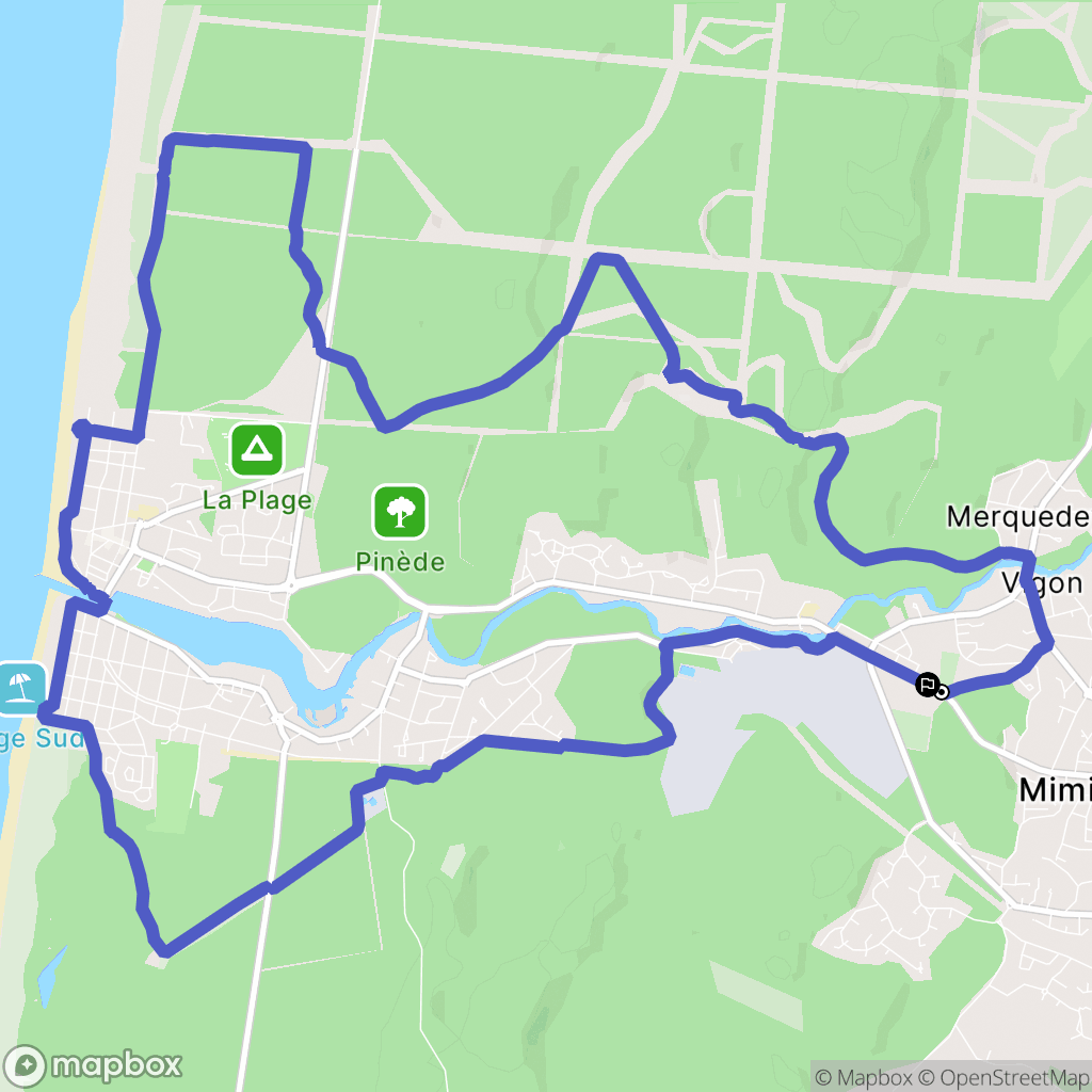 Mimizan : carte du parcours de randonnée - France