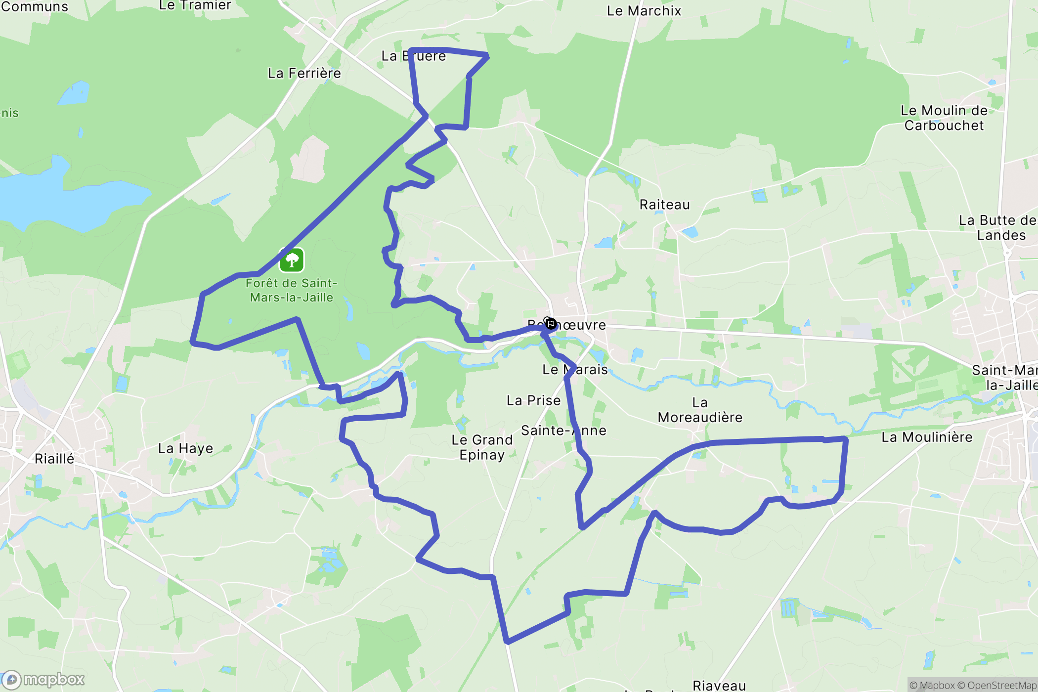 Vallons-de-L'Erdre : carte du parcours de randonnée - France