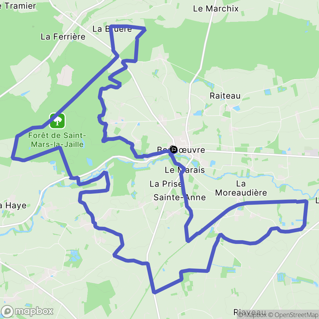 Vallons-de-L'Erdre : carte du parcours de randonnée - France