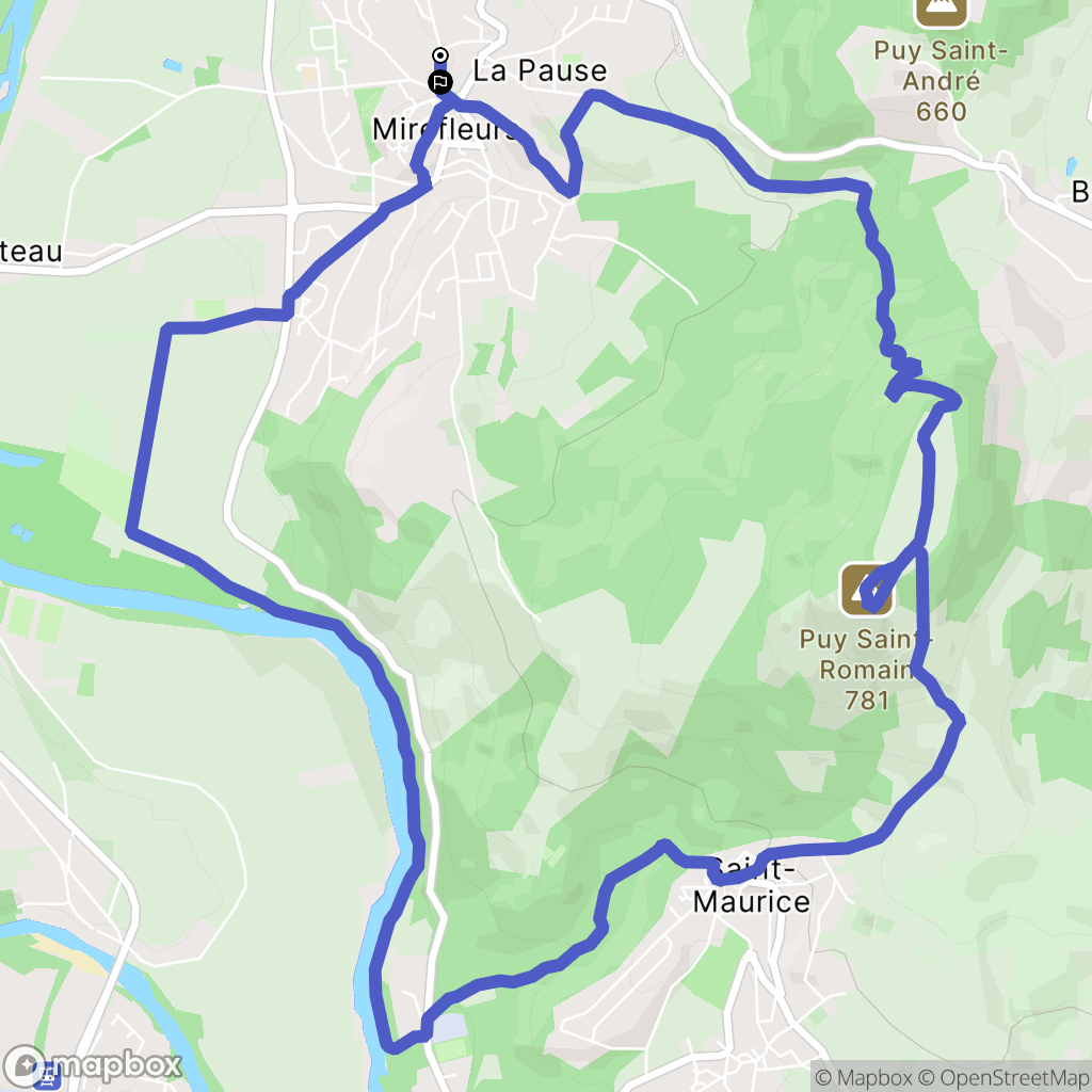 Mirefleurs : carte du parcours de randonnée - France