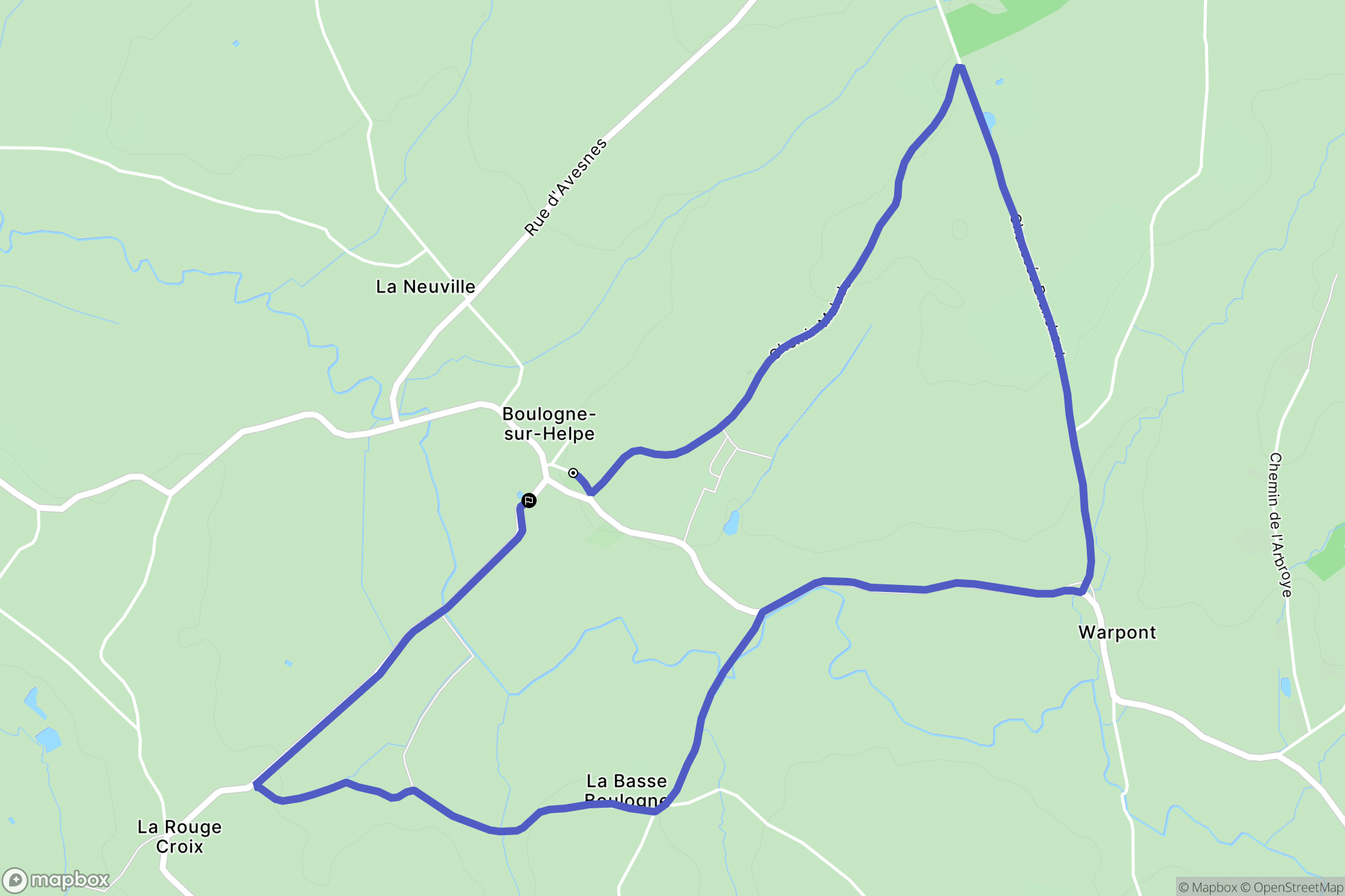 Boulogne-sur-Helpe : carte du parcours de randonnée - France