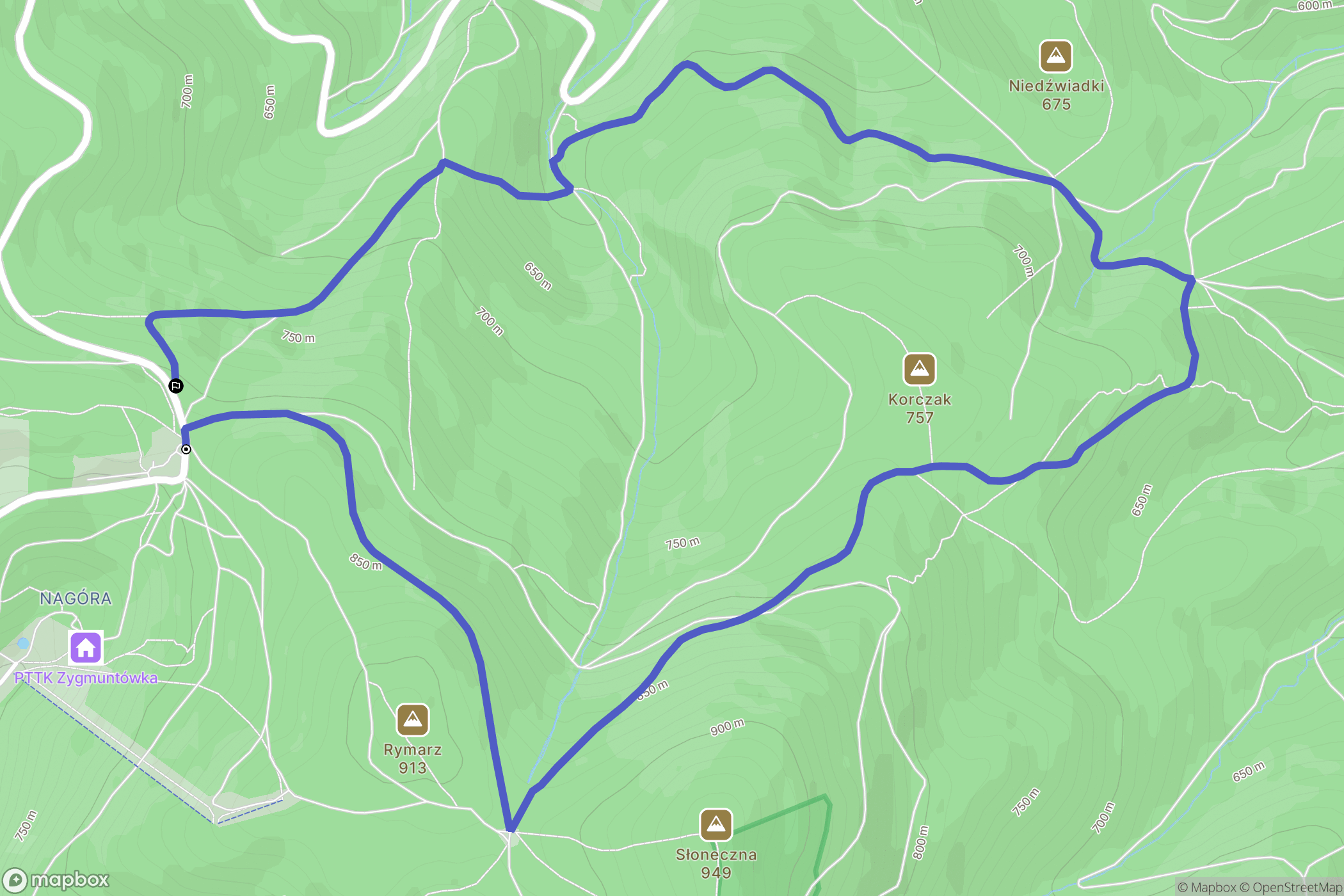 Jugów: mapa trasy - Poland