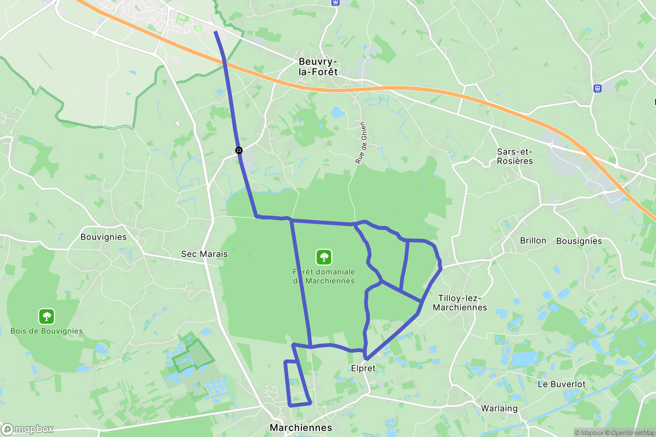Beuvry-la-Forêt : carte du parcours de randonnée - France
